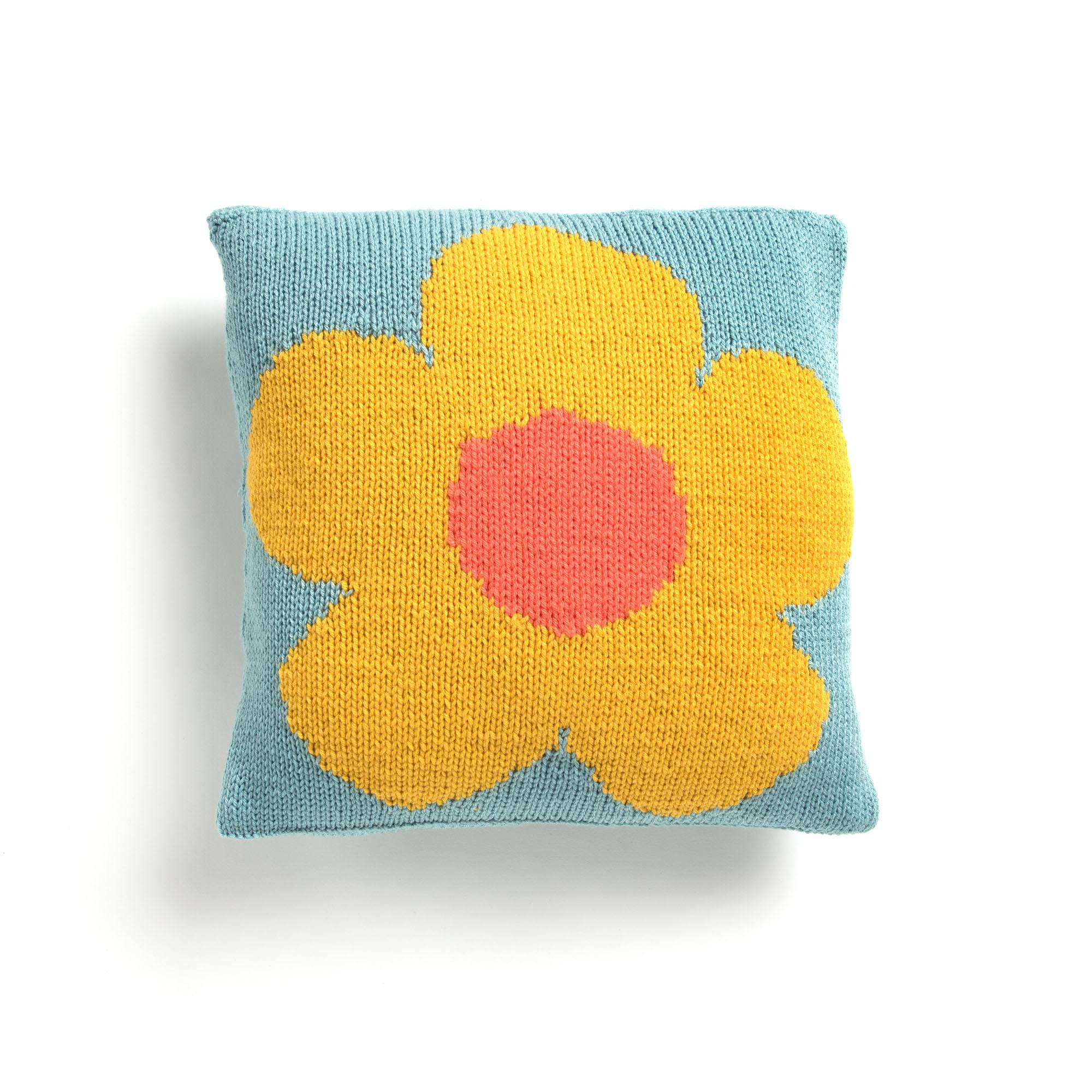 Caron Knit Intarsia Mod Flower Pillow