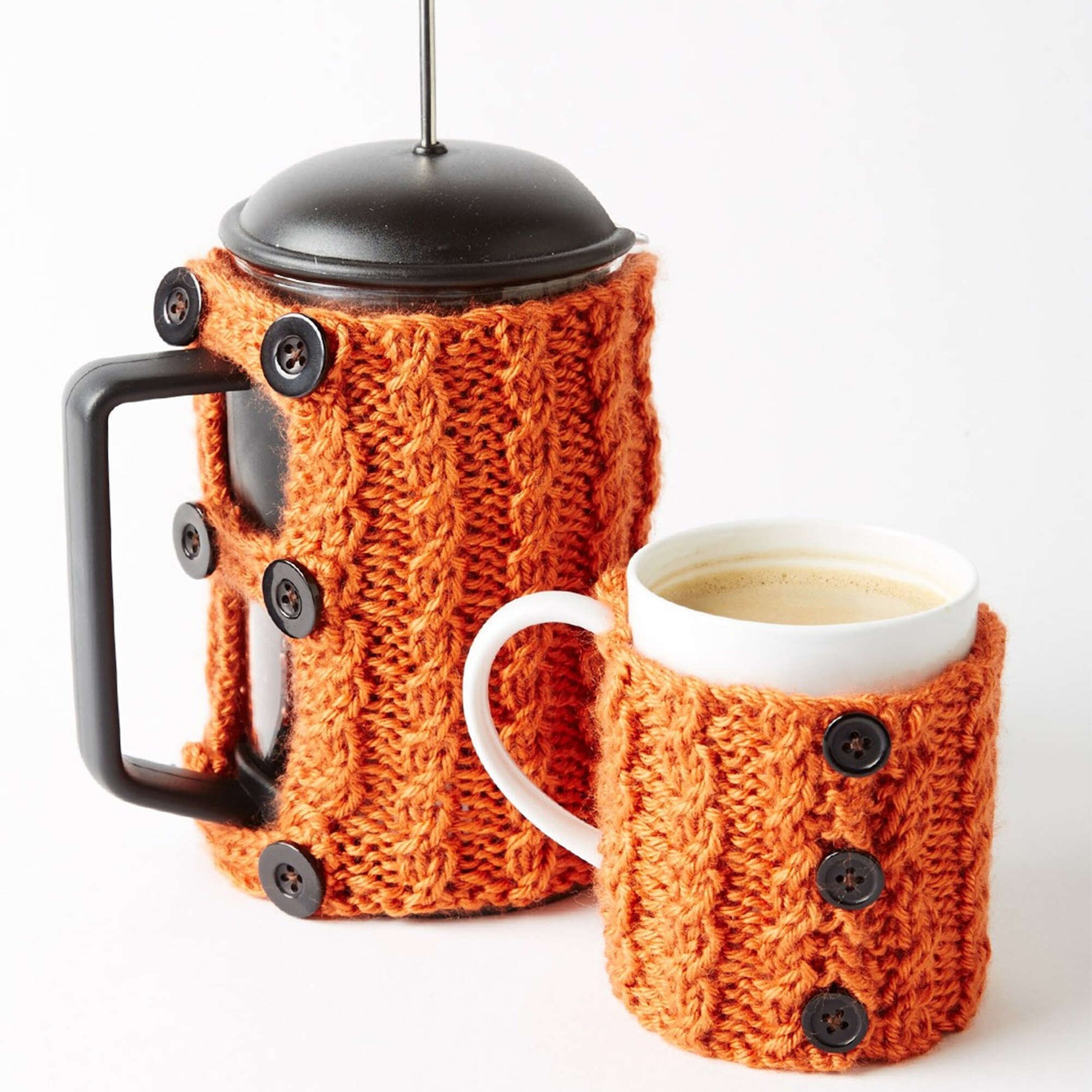 Free Caron Coffee Press And Mug Cozies Knit Pattern