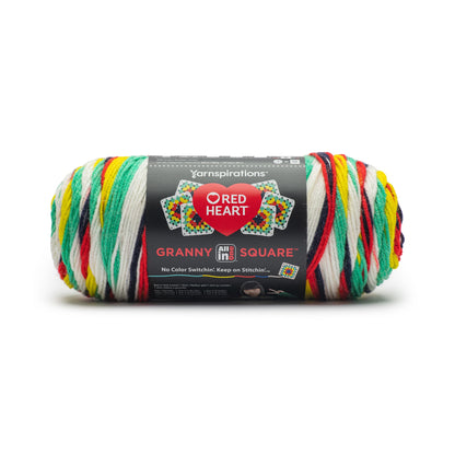 Red Heart All In One Granny Square Yarn (250g/8.8oz) Soft  White - Green Scream