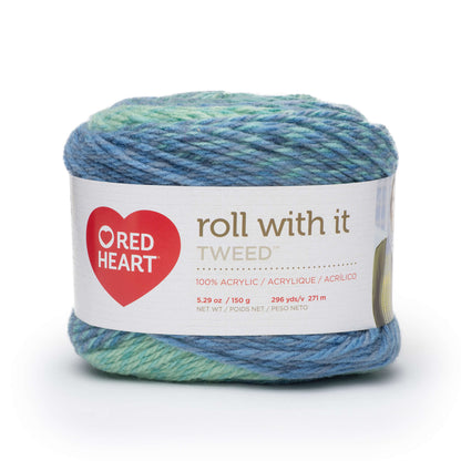 Red Heart Roll With It Tweed Yarn - Discontinued shades Seagrass
