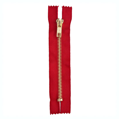 Coats & Clark Fashion Metal Separating Brass Zippers Red