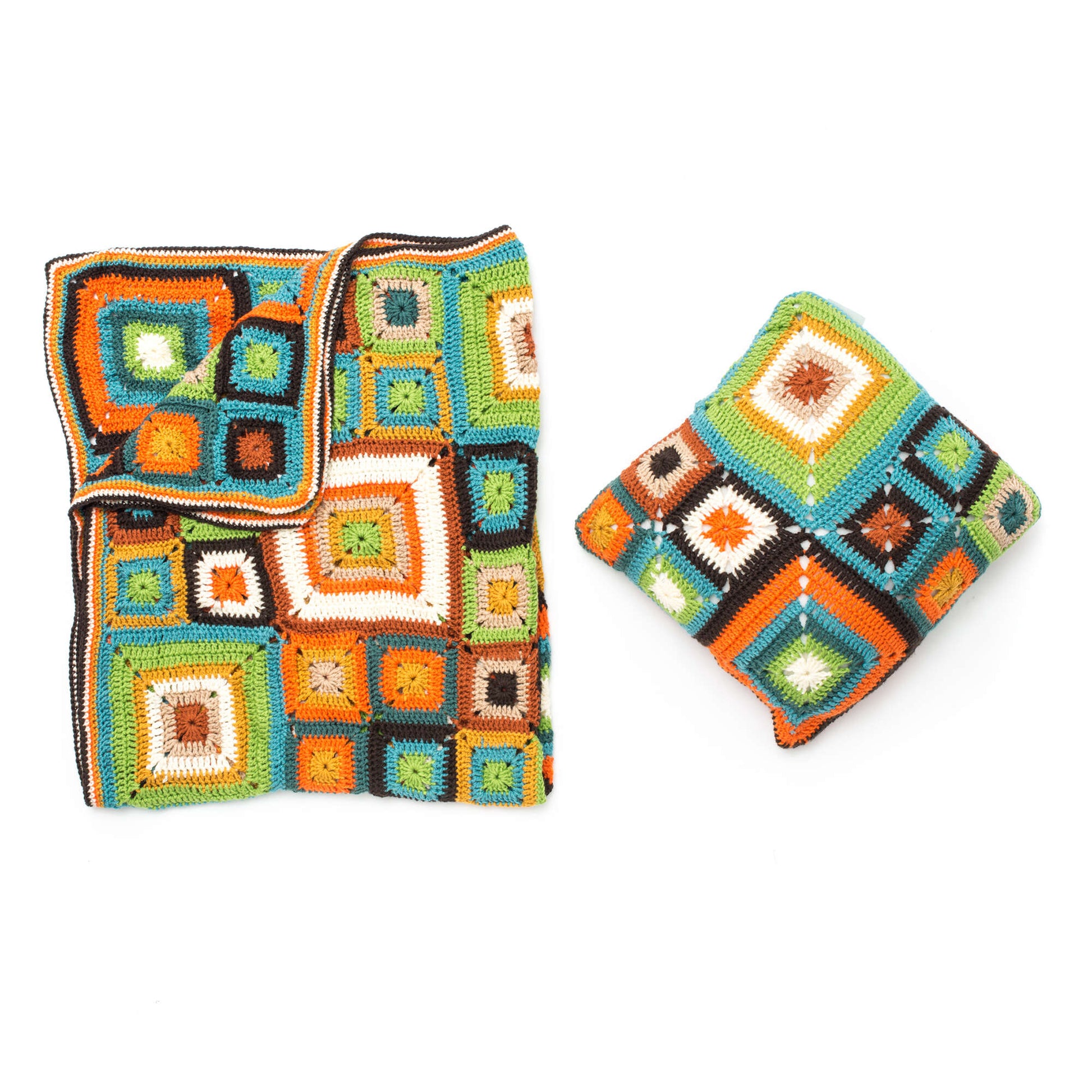 Free Patons Bright Squares Crochet Blanket And Pillow Set Pattern
