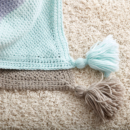 Patons Corner Dip Striped Crochet Afghan Single Size