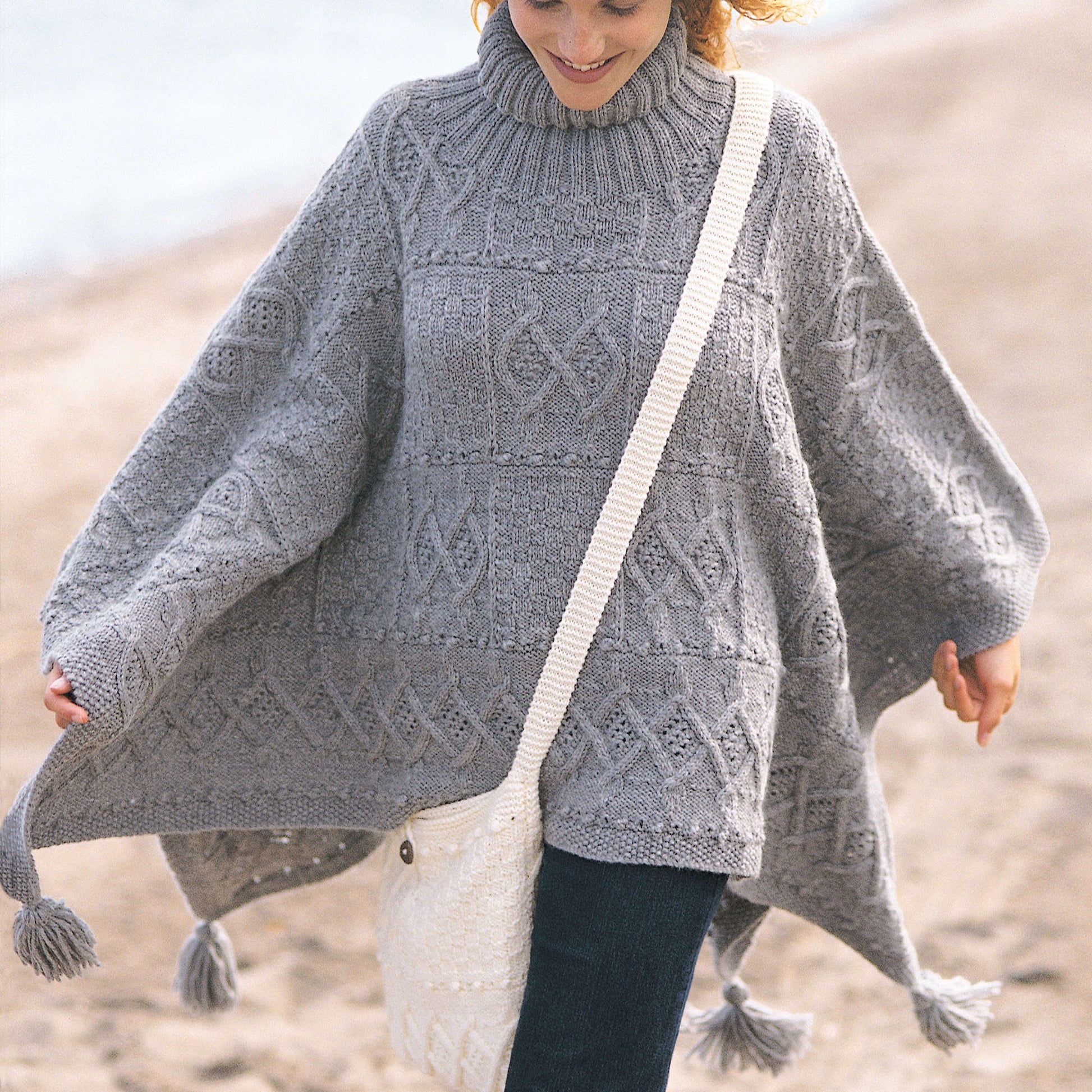 Free Patons Knit Blanket Poncho And Bag Pattern