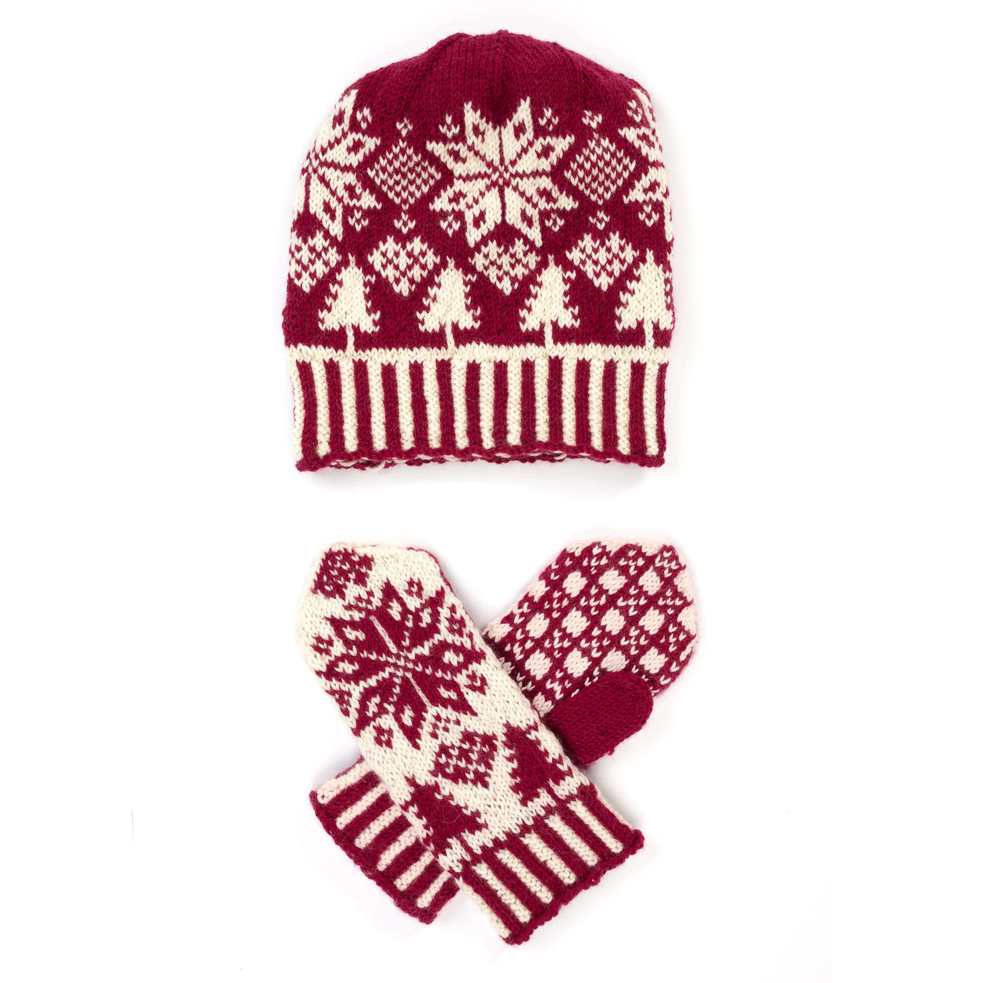 Free Patons Northern Fair Isle Knit Hat And Mittens Pattern