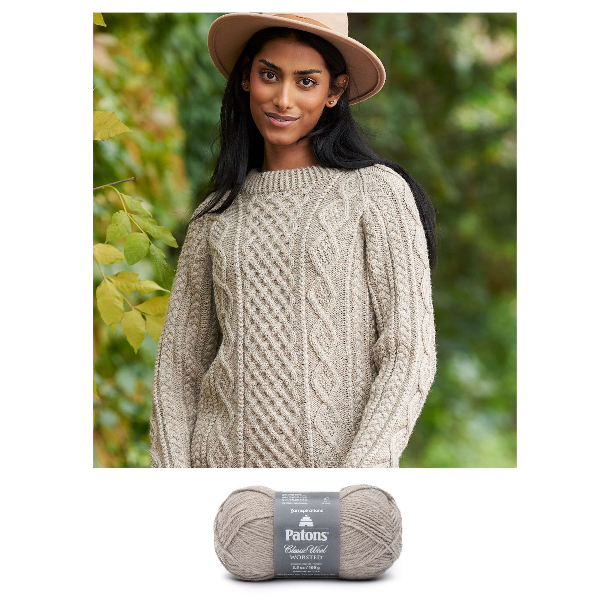 Free Patons Honeycomb Aran Sweater Knit Pattern