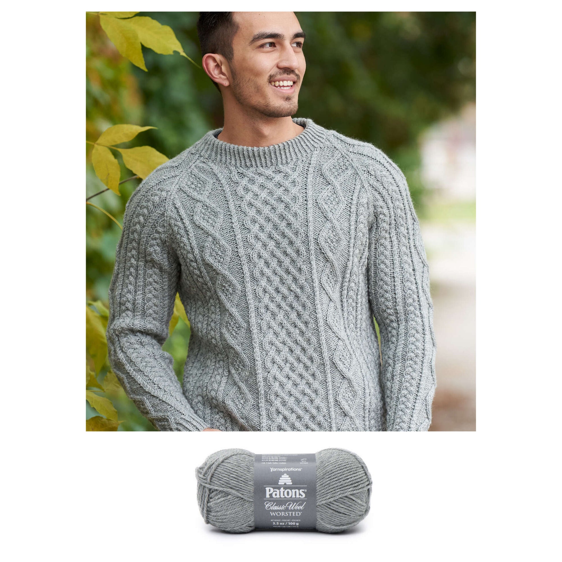 Free Patons Knit Honeycomb Aran Sweater Pattern