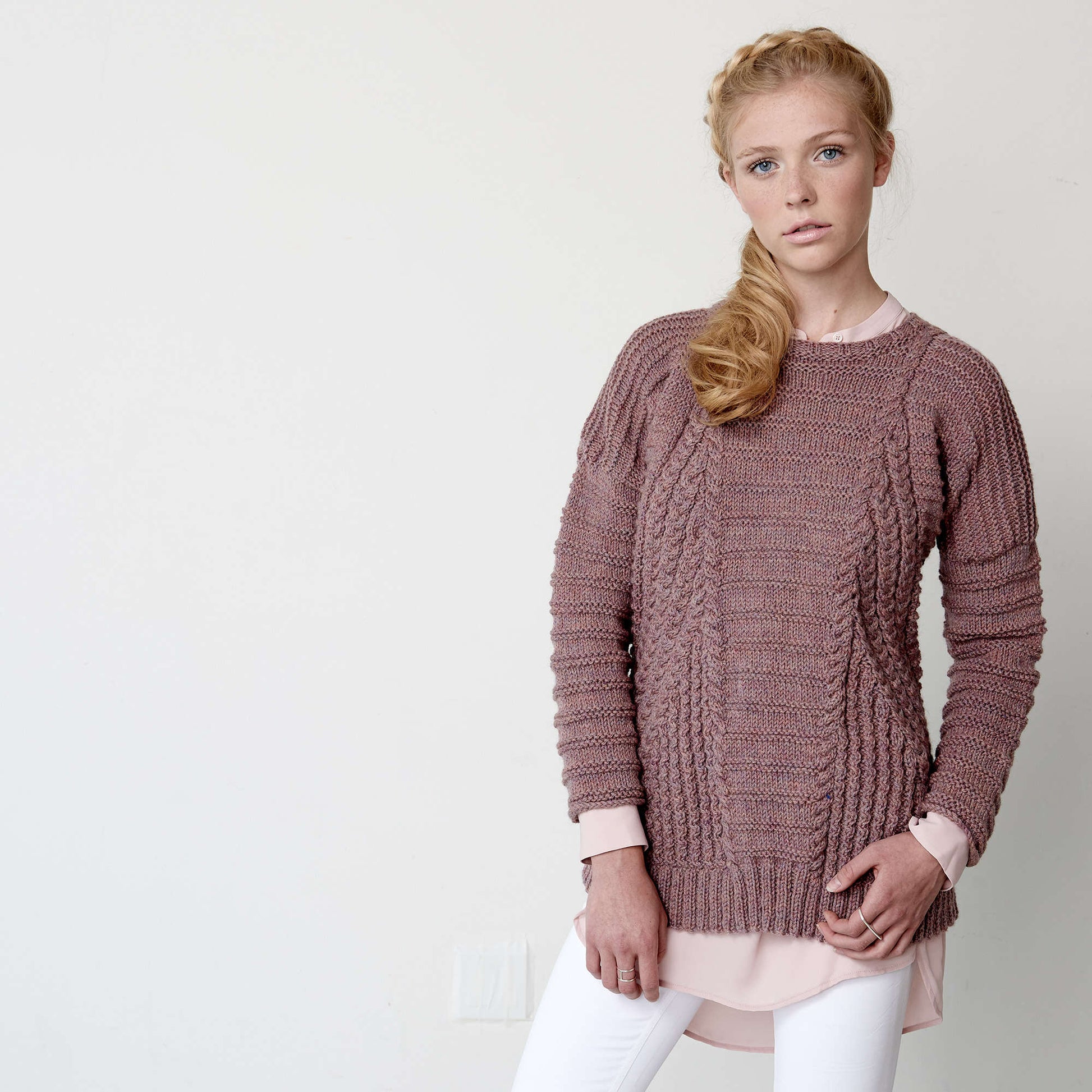 Free Patons Knit Directional Cables Sweater Pattern