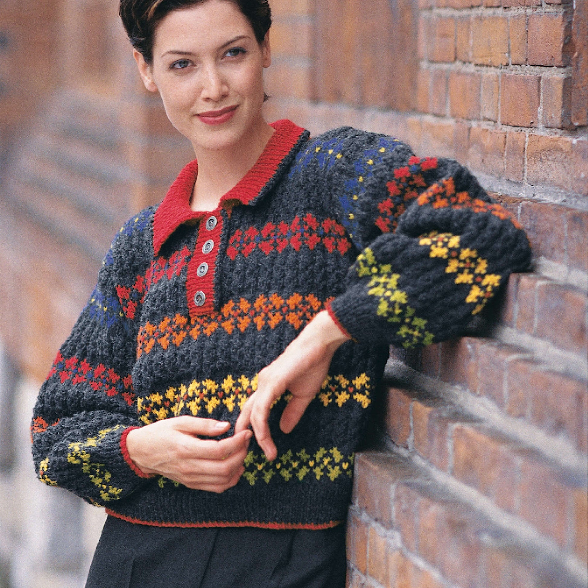 Free Patons Colorful Polo Neck Knit Pattern