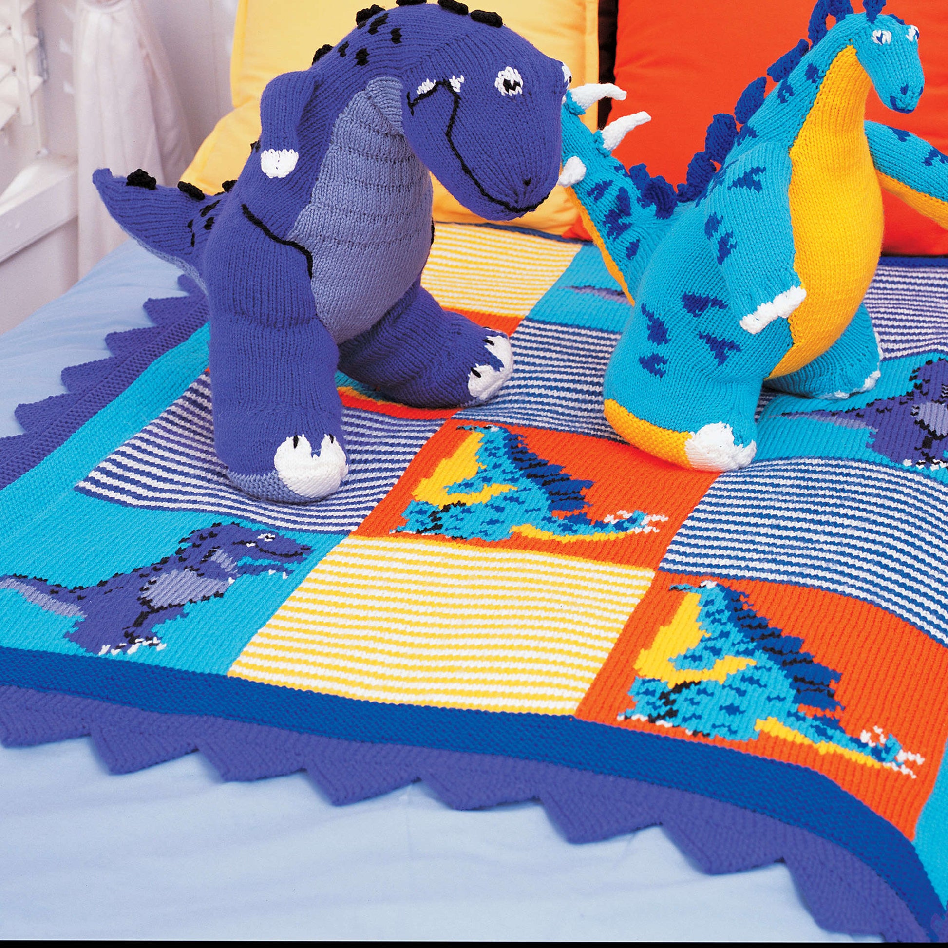 Free Patons Dinosaurs Knit Blanket Pattern