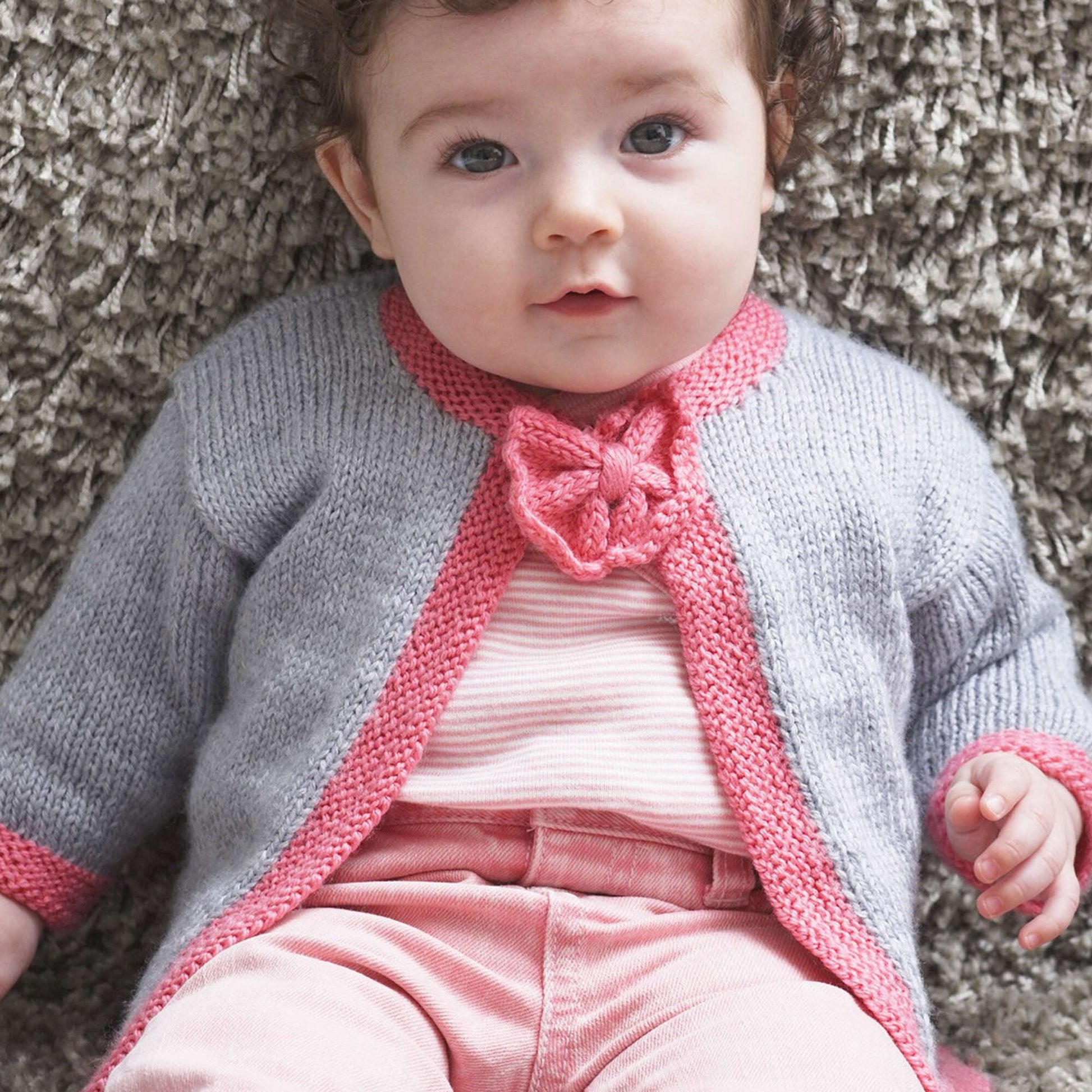 Free Patons Pretty Bow Tie Baby Knit Cardigan Pattern
