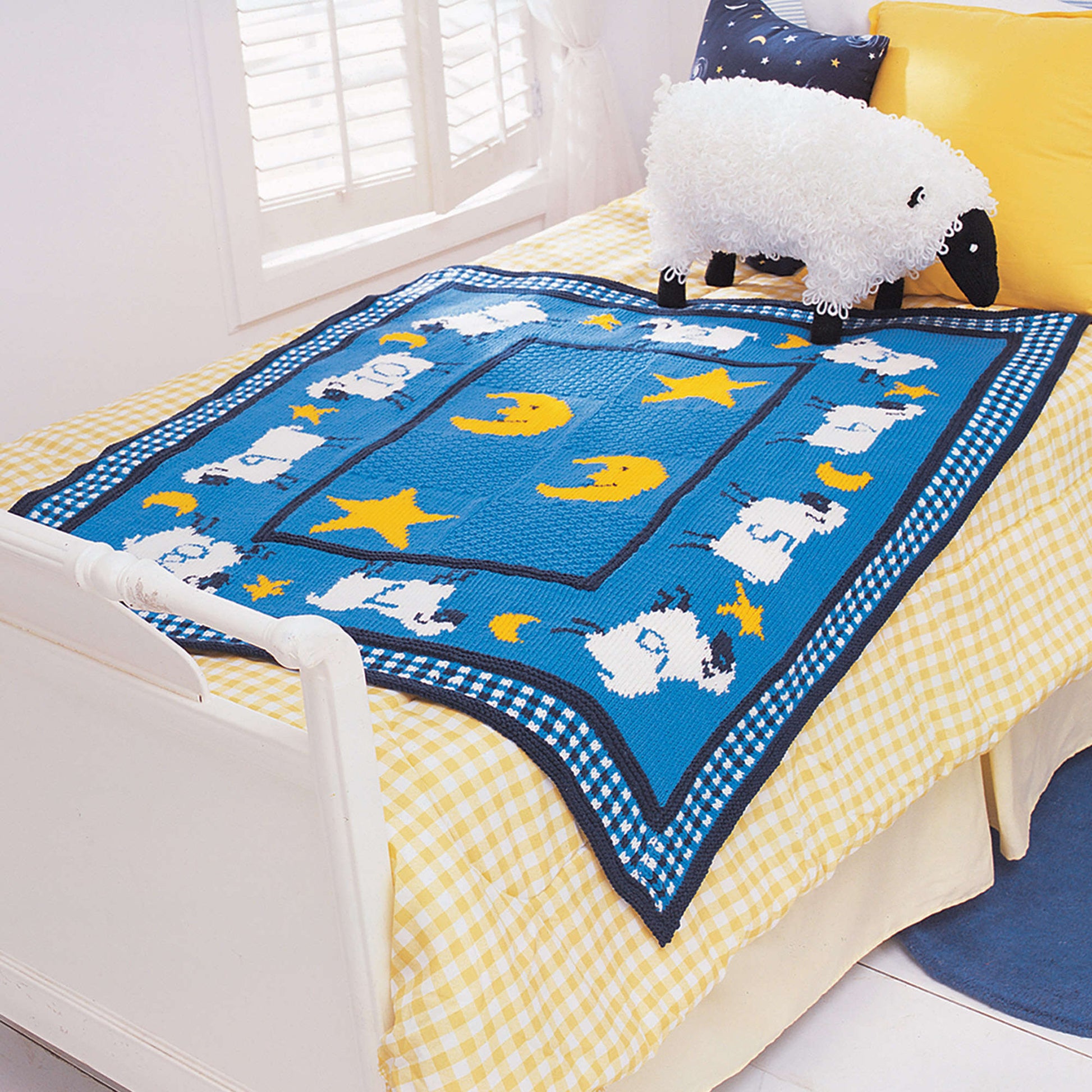 Free Patons Counting Sheep Knit Blanket Pattern