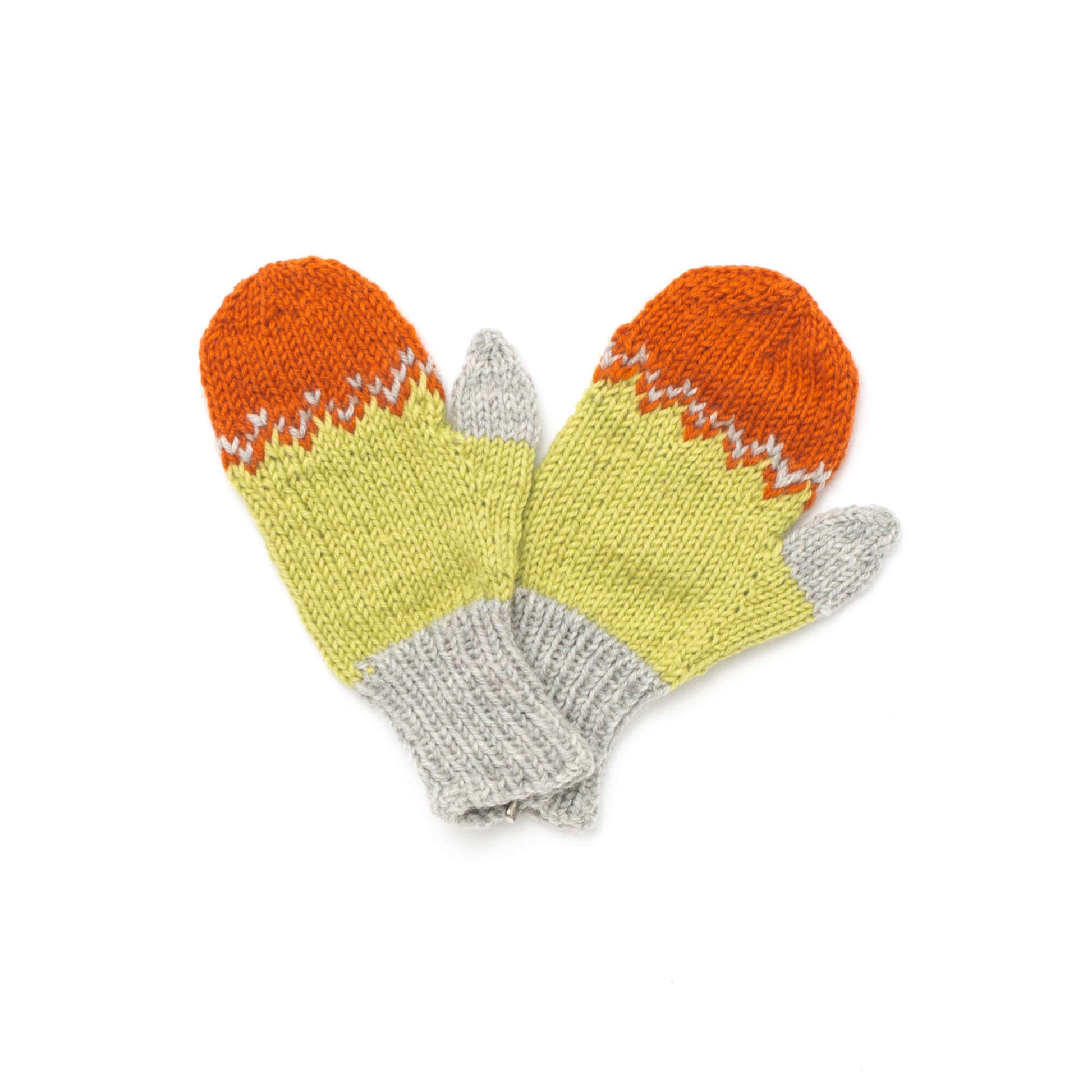 Free Patons Kids Tri-Color Mittens Knit Pattern