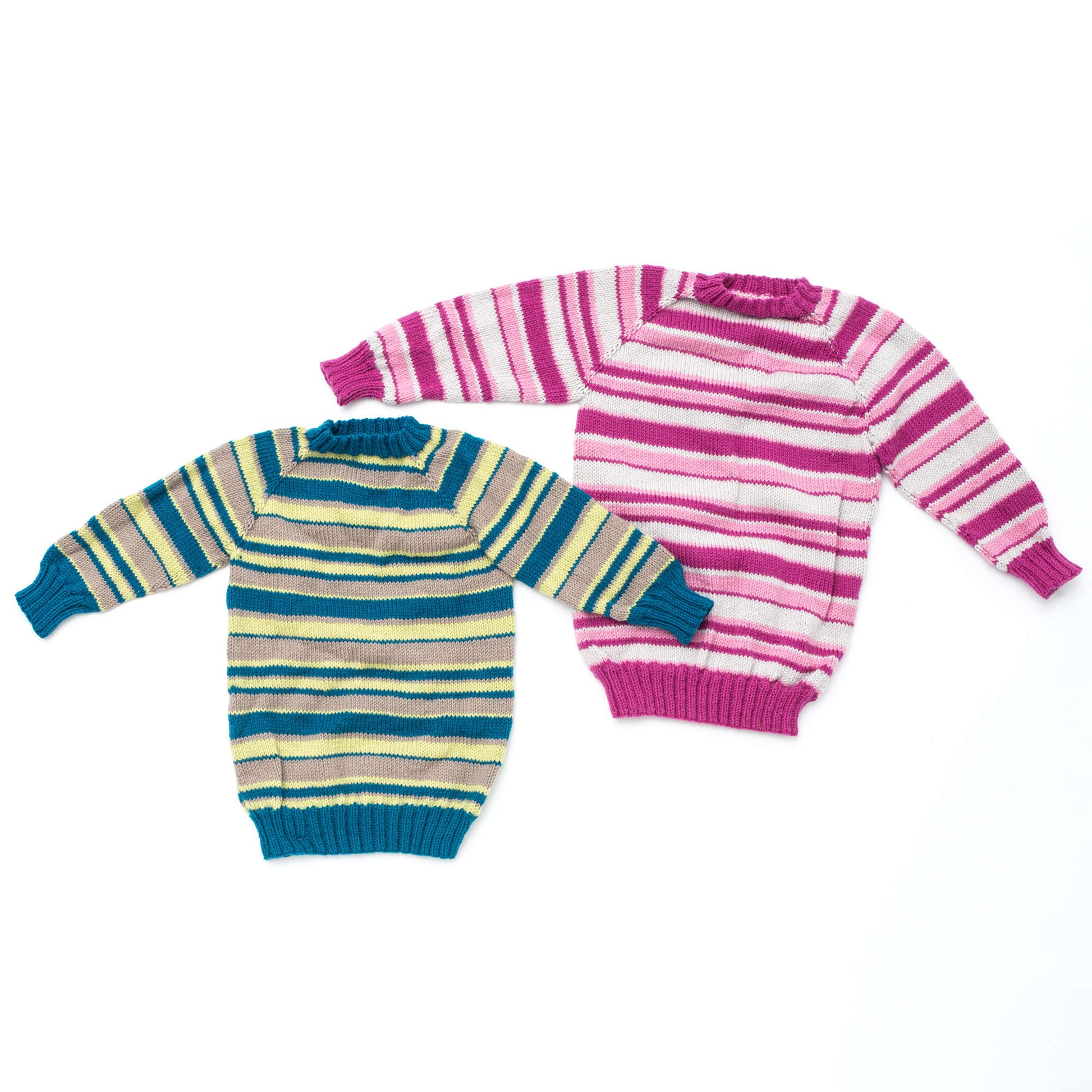 Free Patons Kids Top-Down Striped Sweater Knit Pattern