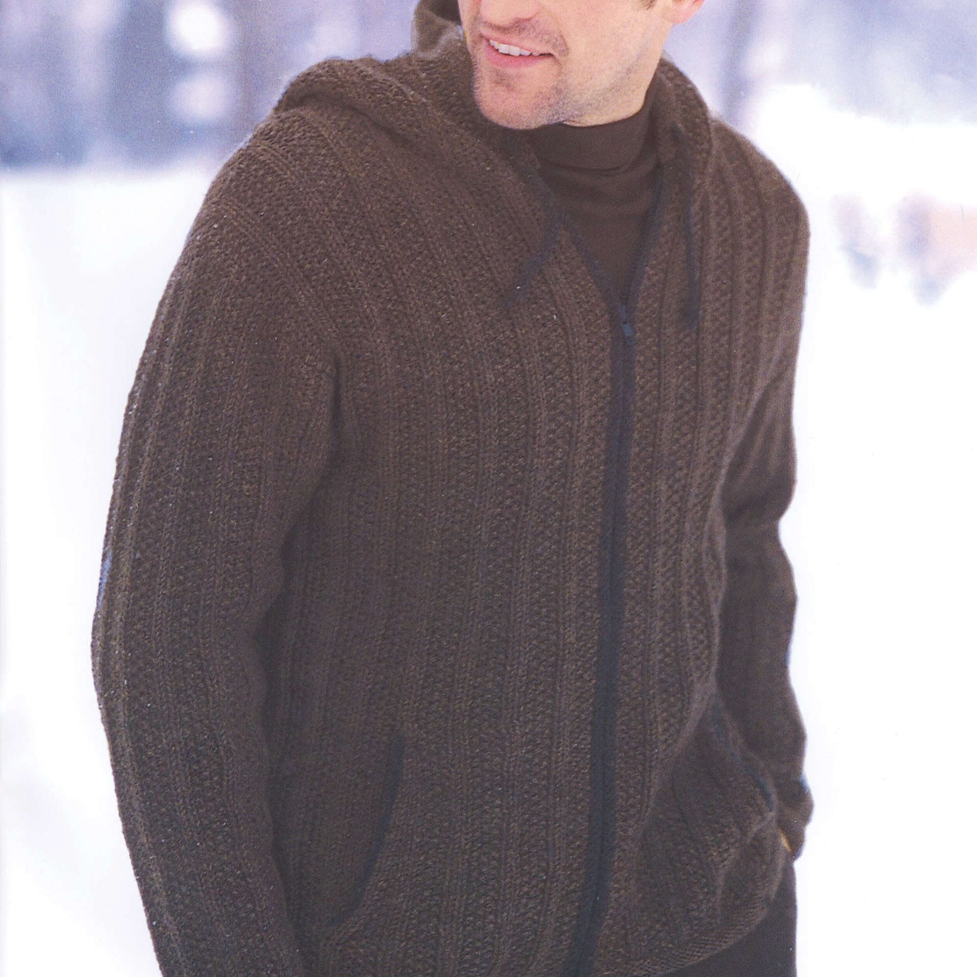 Free Patons Knit Hooded Jacket (For Men) Pattern