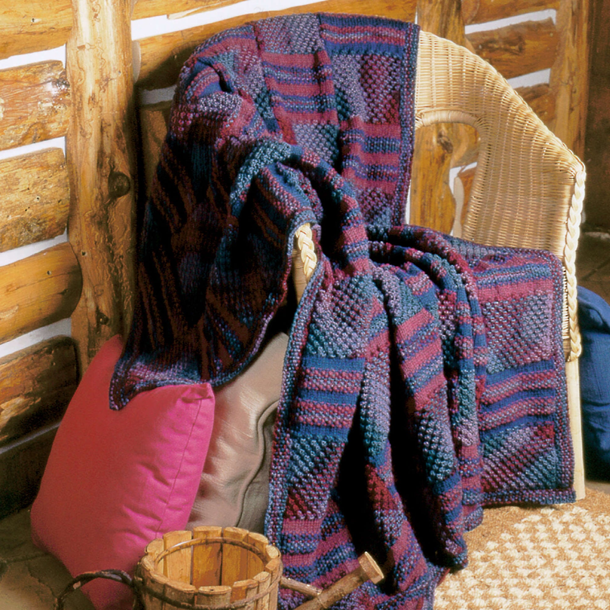Free Patons Textured Panels Afghan Knit Pattern