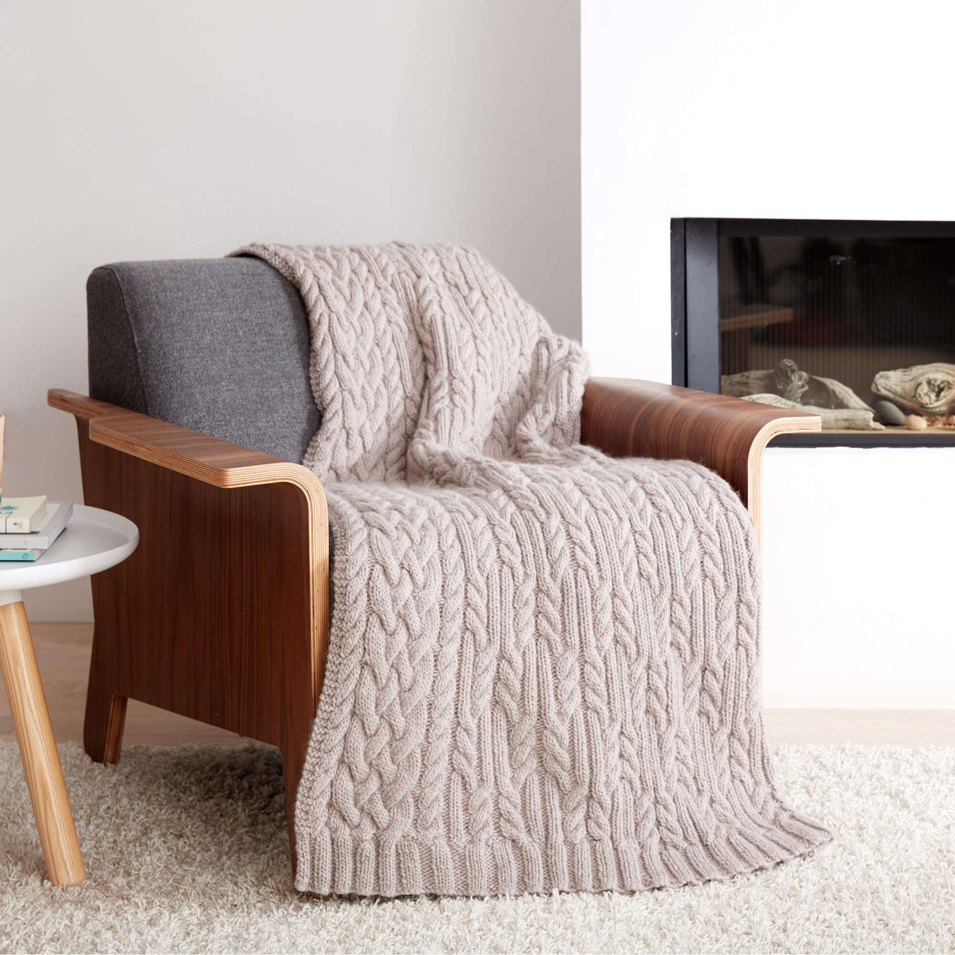 Free Patons Cross Roads Cable Knit Blanket Pattern