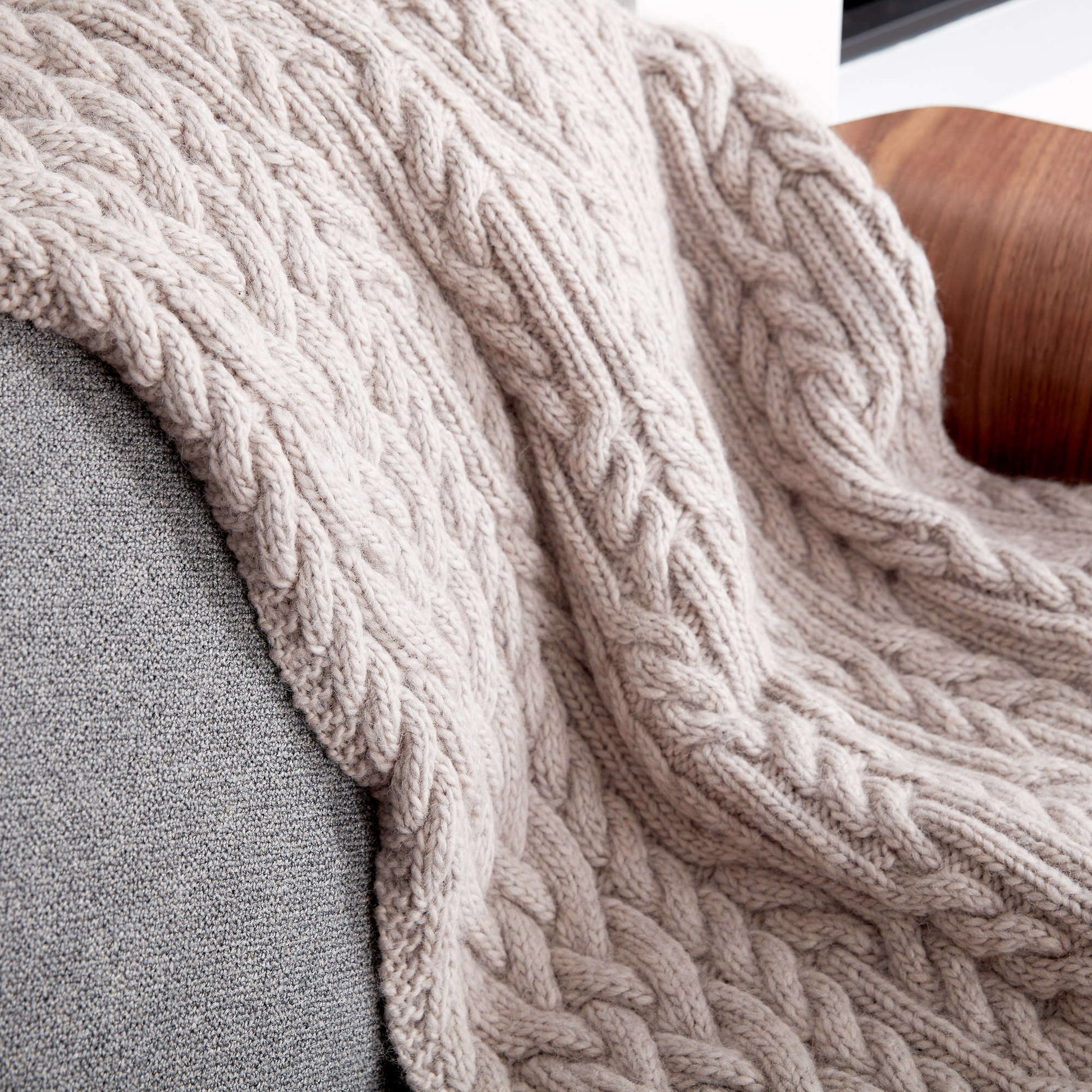 Free Patons Cross Roads Cable Knit Blanket Pattern