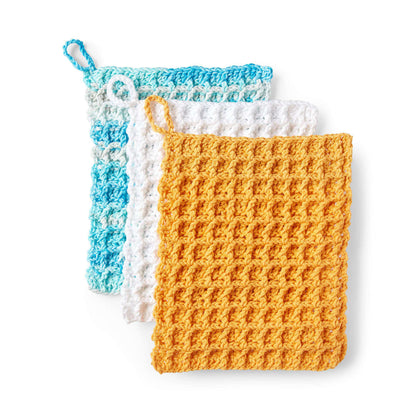 Peaches & Crème Crochet Waffle Stitch Dishcloth Version 2