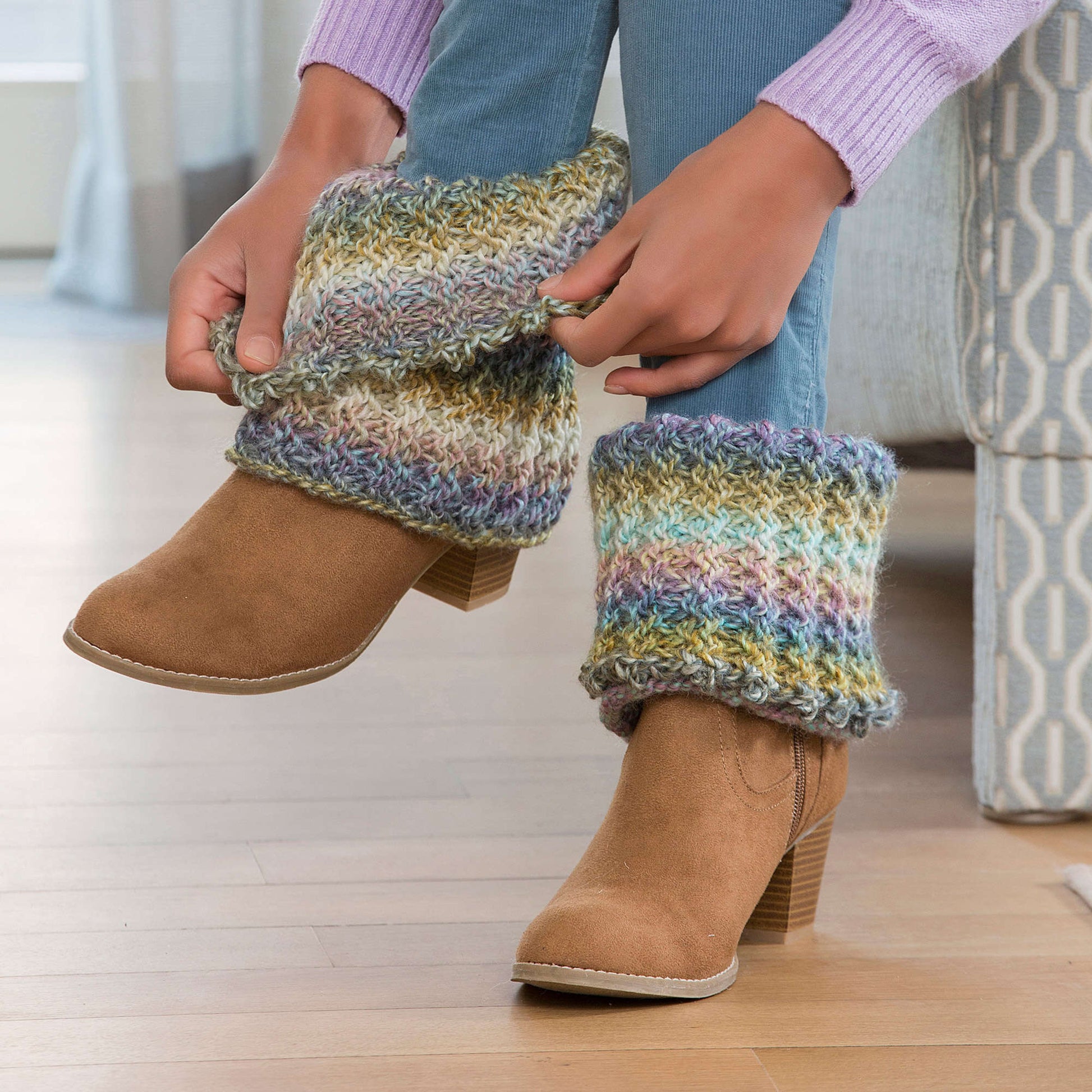 Free Red Heart Warm Ribbed Crochet Boot Cuffs Pattern