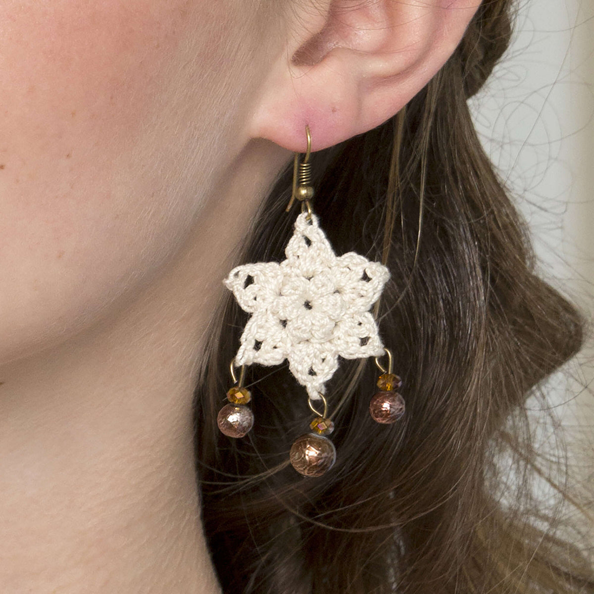 Crochet Earrings made in Red Heart Classic Crochet Thread Yarn