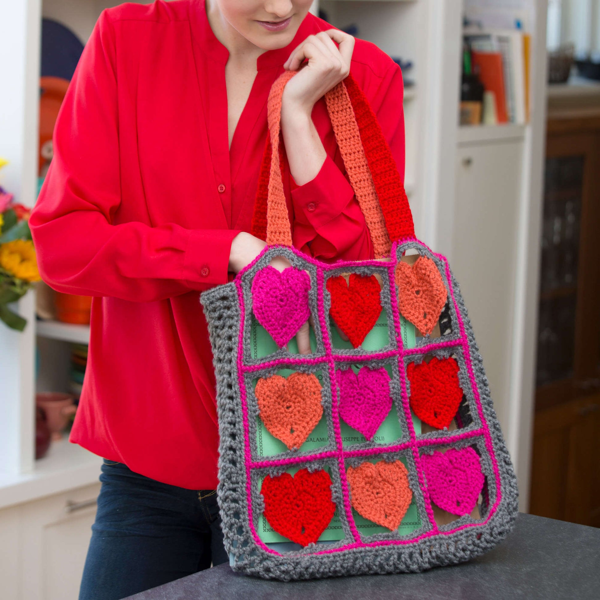 Free Red Heart I Love My Tote Bag Crochet Pattern