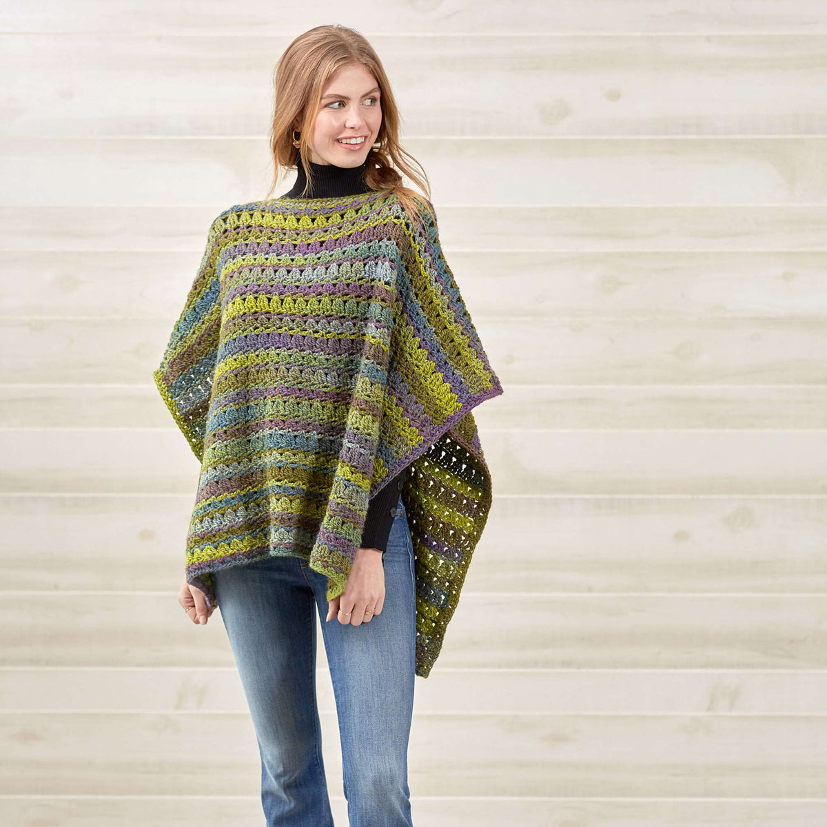 Crochet Poncho made in Red Heart Colorscape Yarn