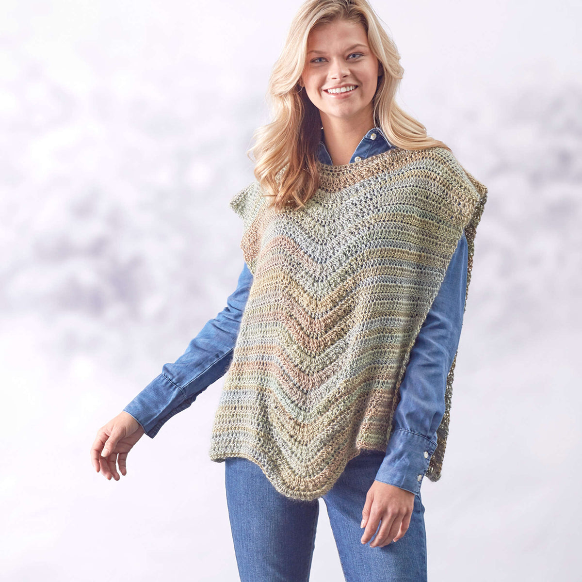 Crochet PanelPoncho made in Red Heart Boutique Yarn