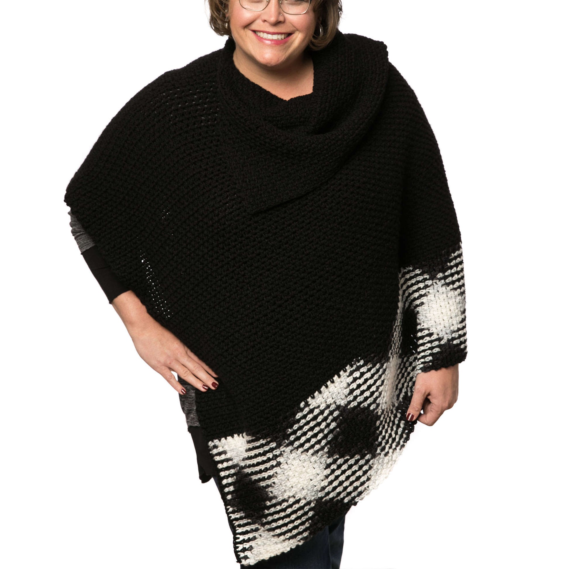 Free Red Heart Planned Pooling Argyle Poncho Crochet Pattern