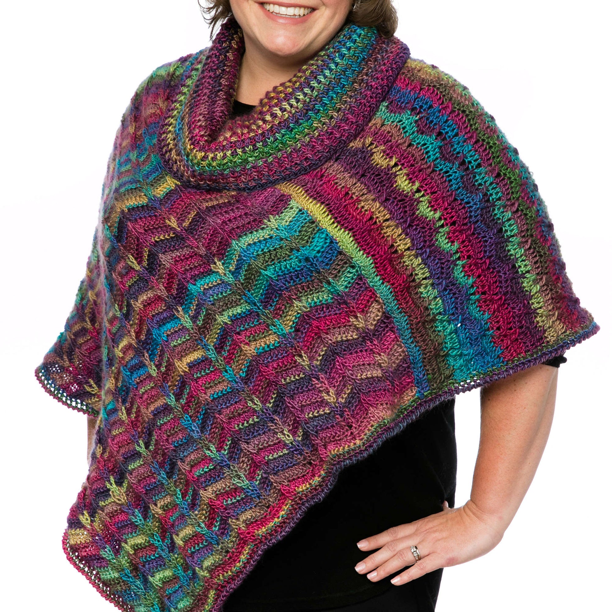 Free Red Heart Marly's Perfect Dramatic Cowl Poncho Crochet Pattern