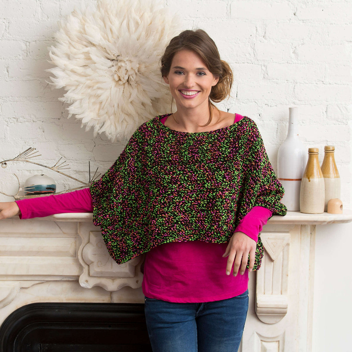 Crochet Poncho made in Red Heart Tweed Twist Yarn