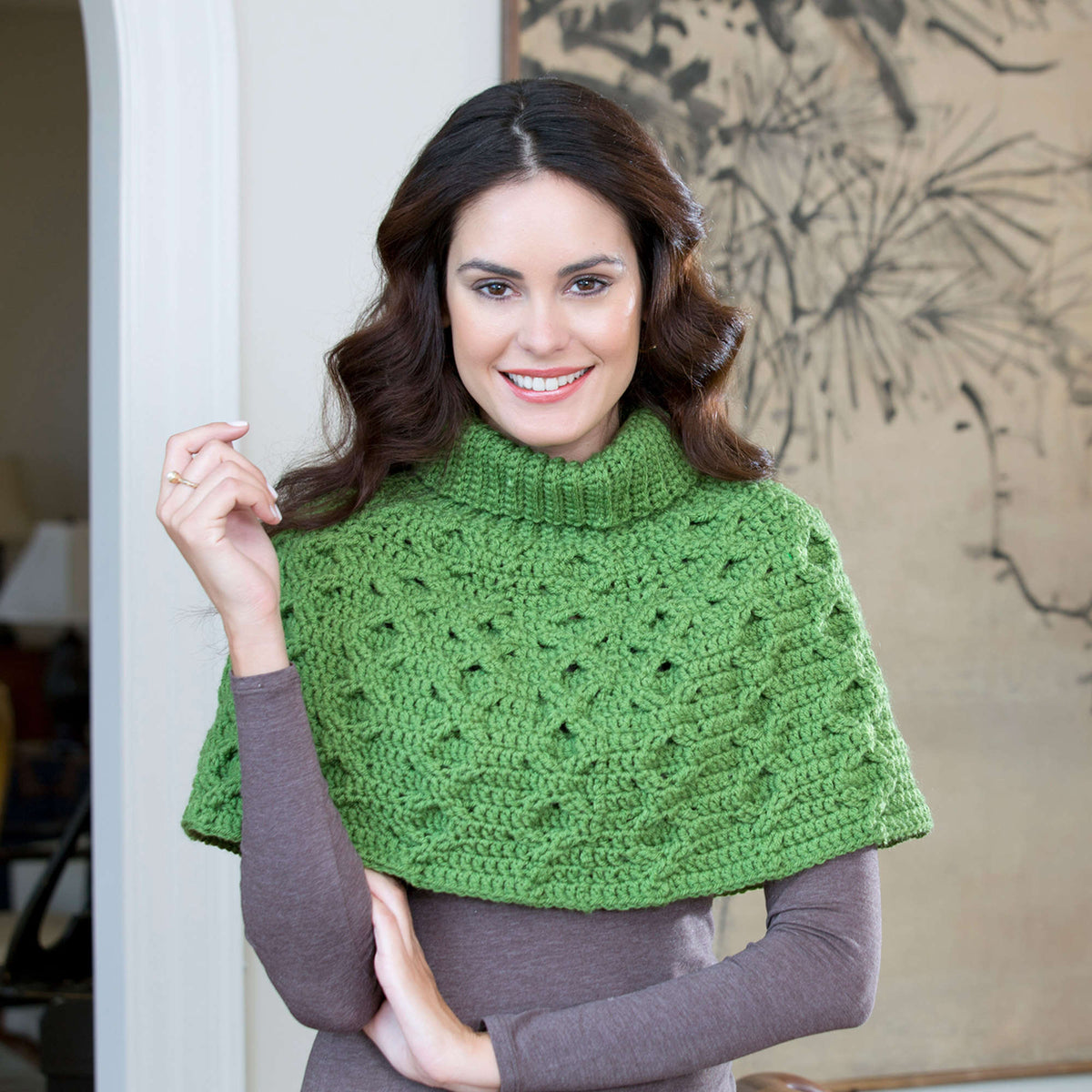 Crochet Poncho made in Red Heart With Wool Yarn