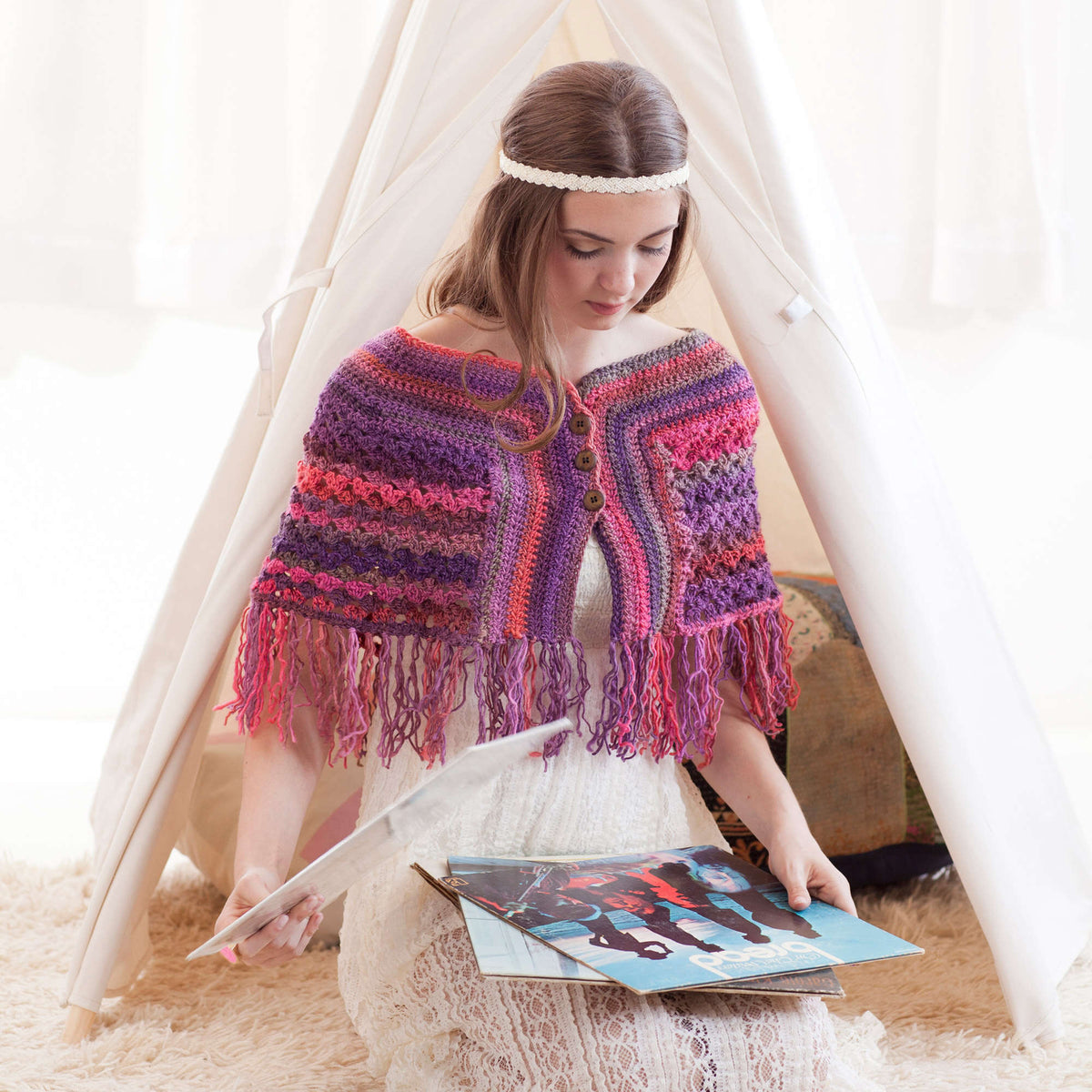 Crochet Cape made in Red Heart Boutique Yarn