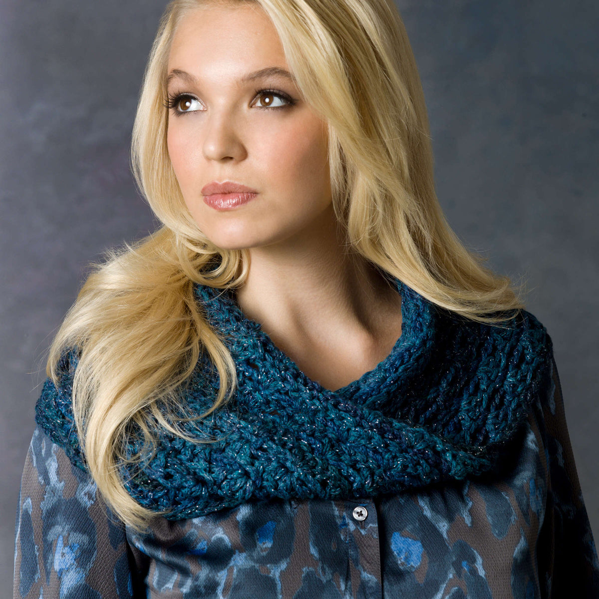 Crochet Cowl made in Red Heart Boutique Yarn