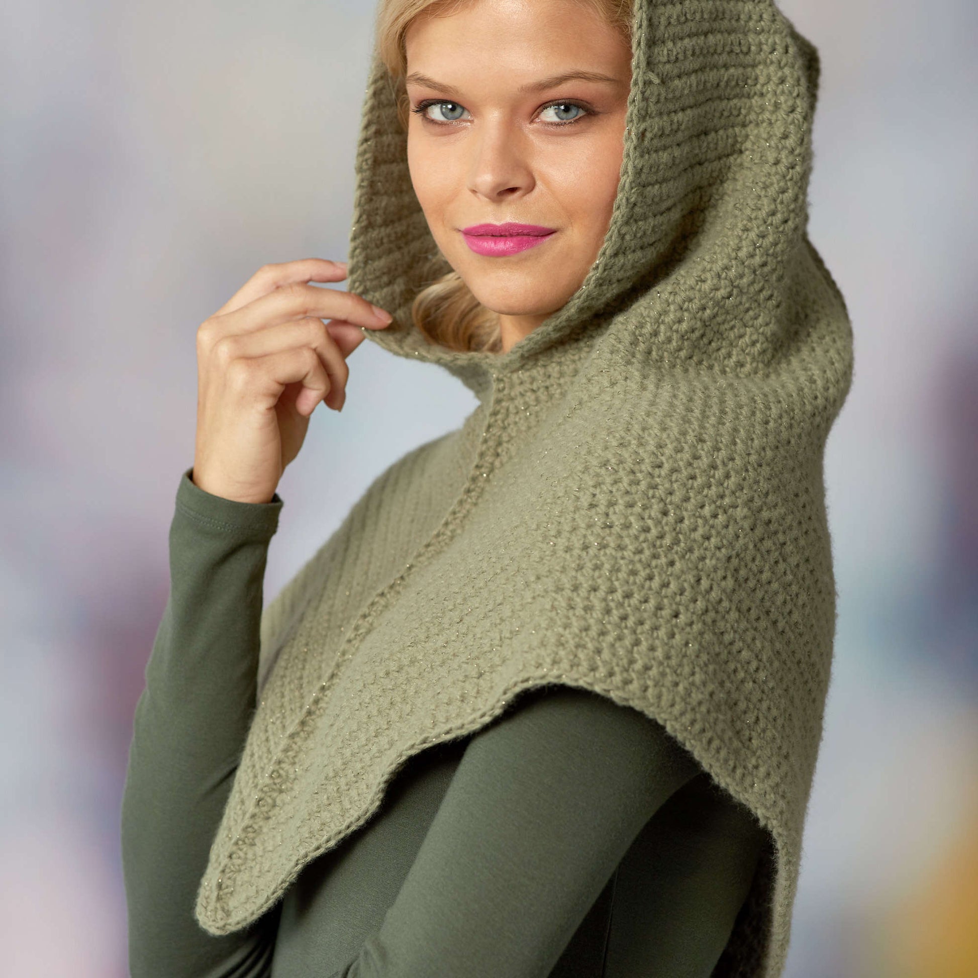 Free Red Heart Cabled Hooded Cowl Crochet Pattern
