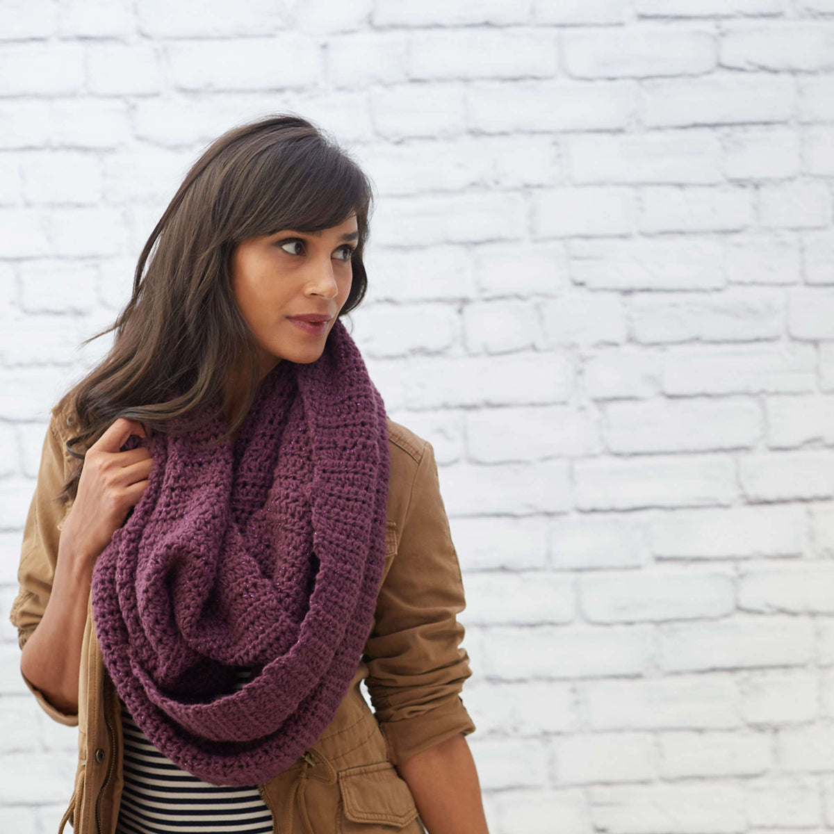 Crochet Cowl made in Red Heart Hygge Charm Yarn