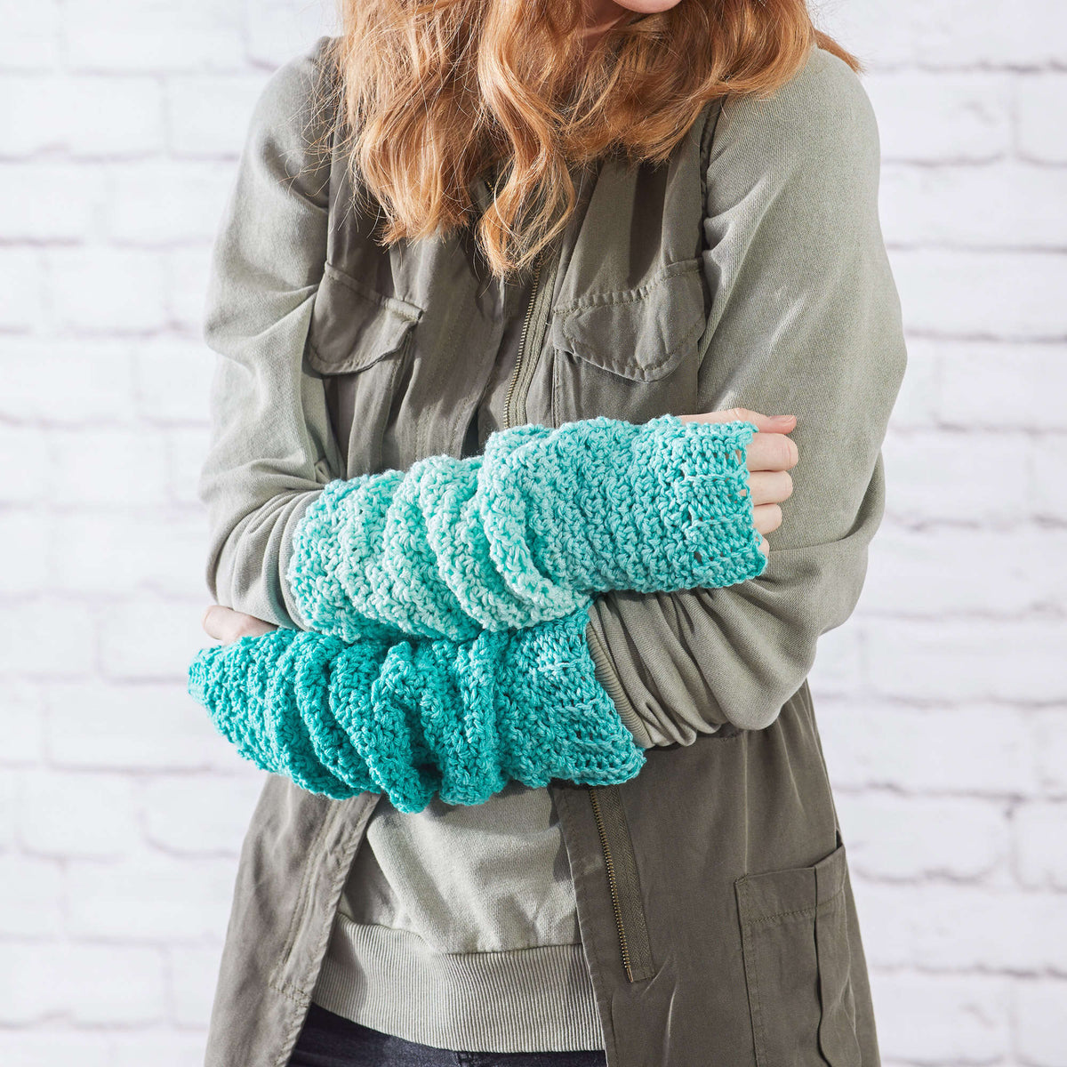 Crochet Warmers made in Red Heart Super Saver Ombre Yarn