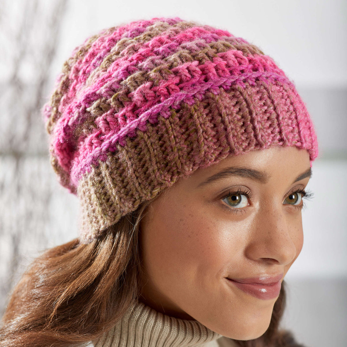 Crochet Beanie made in Red Heart Colorscape Yarn