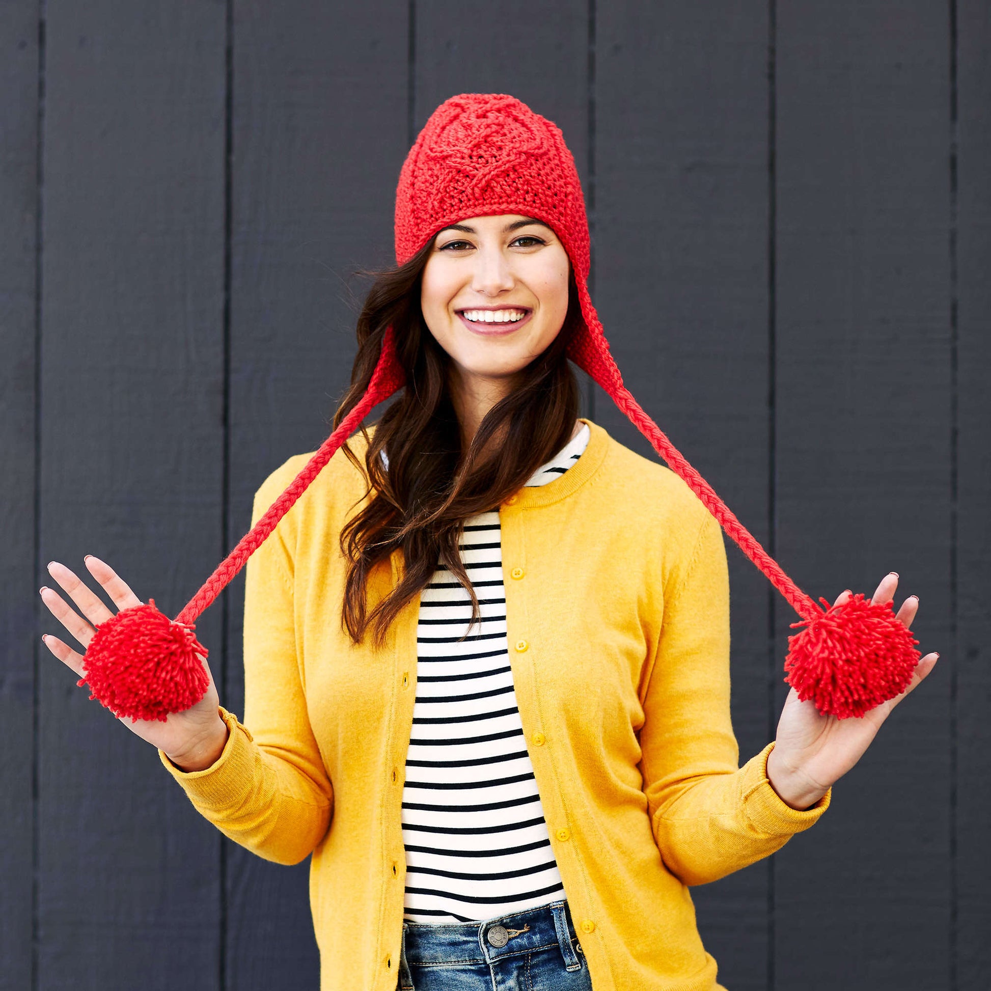 Free Red Heart Entwined Chic Cable Hat Crochet Pattern