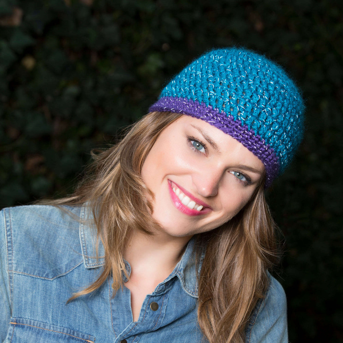 Crochet Hat made in Red Heart Reflective Yarn