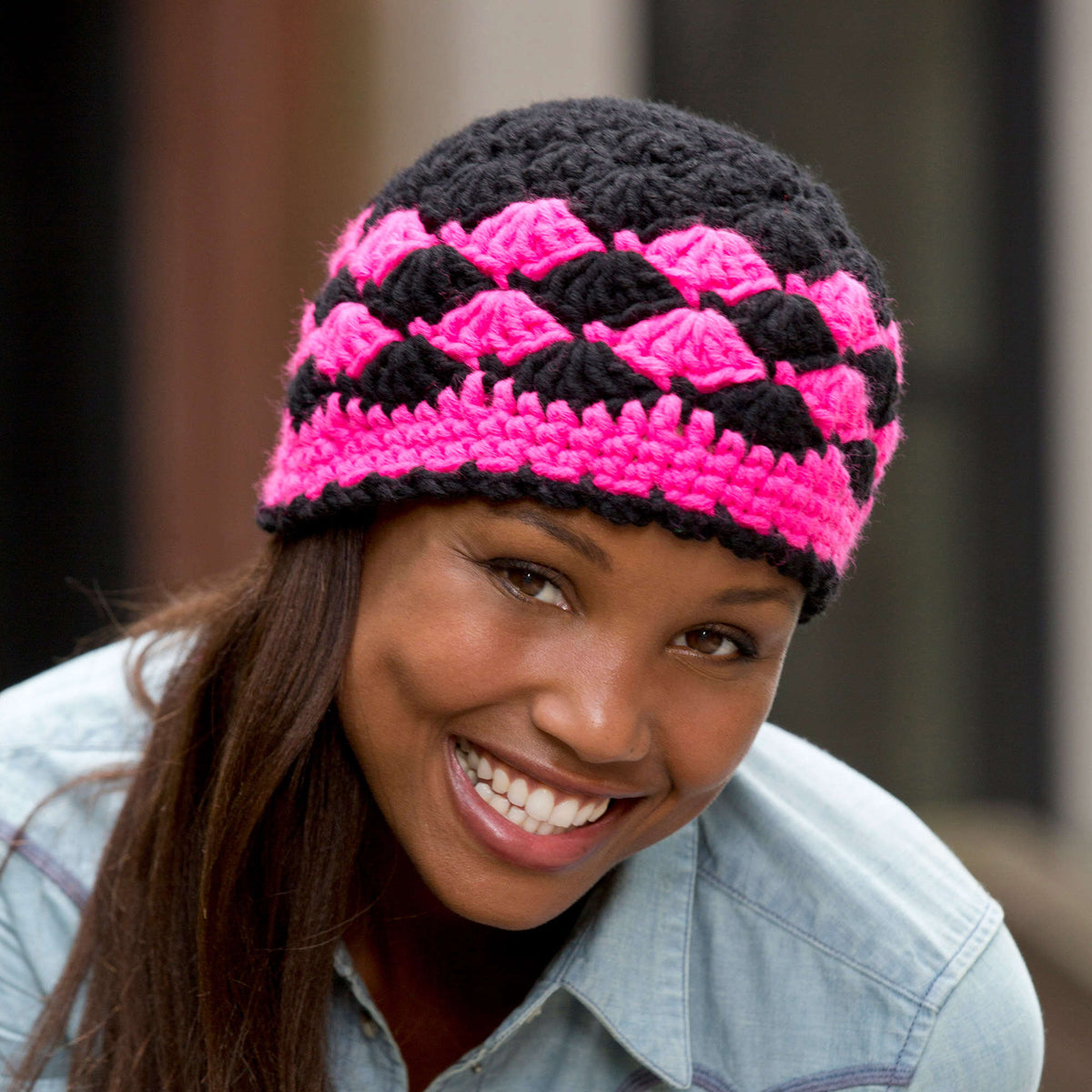 Crochet Beanie made in Red Heart Heads Up Yarn
