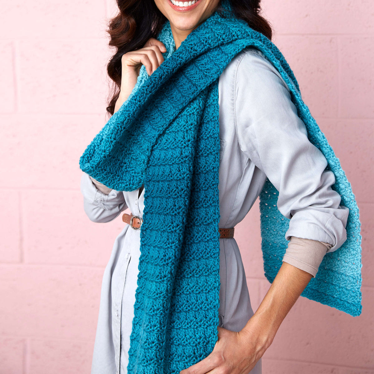 Crochet Scarf made in Red Heart Super Saver Ombre Yarn