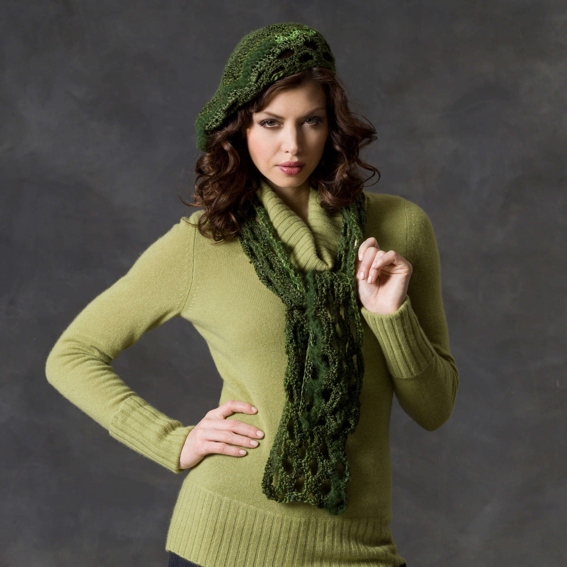 Free Red Heart Honeycomb Hat & Scarf Pattern