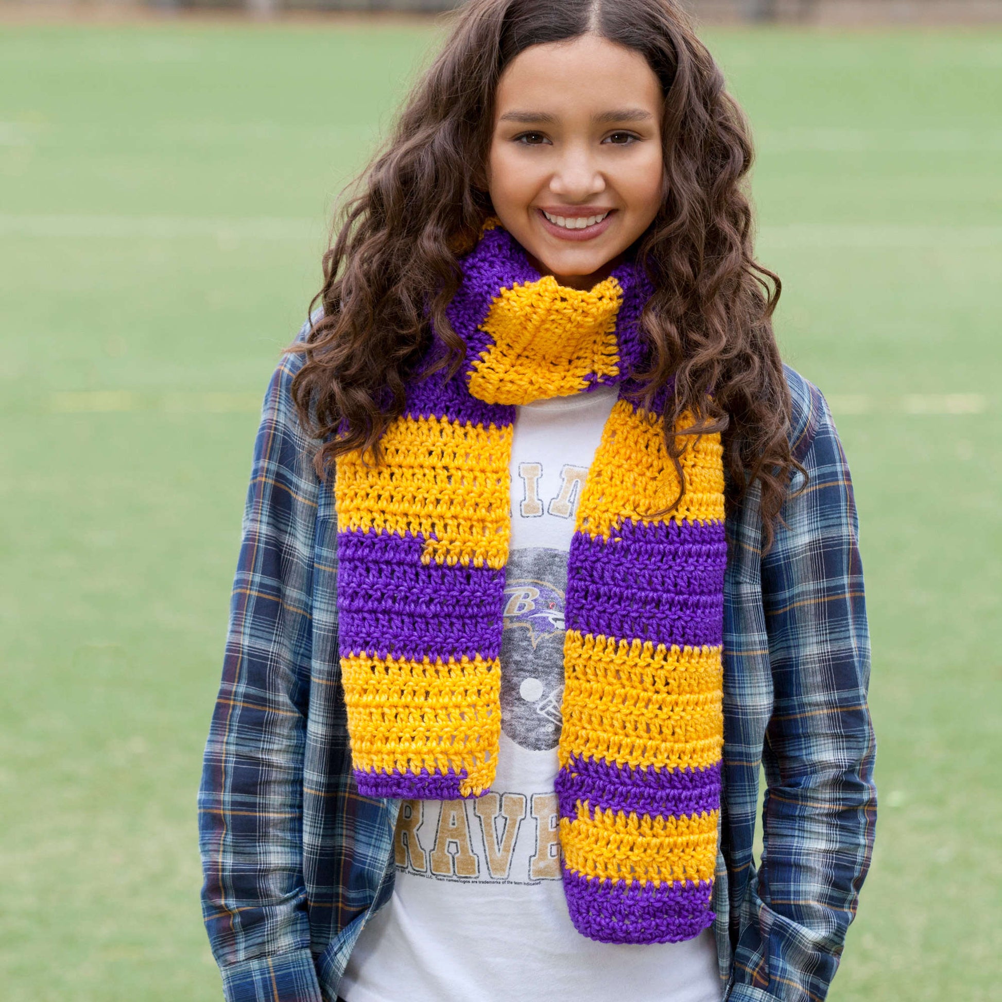 Free Red Heart Let's Win Scarf Pattern