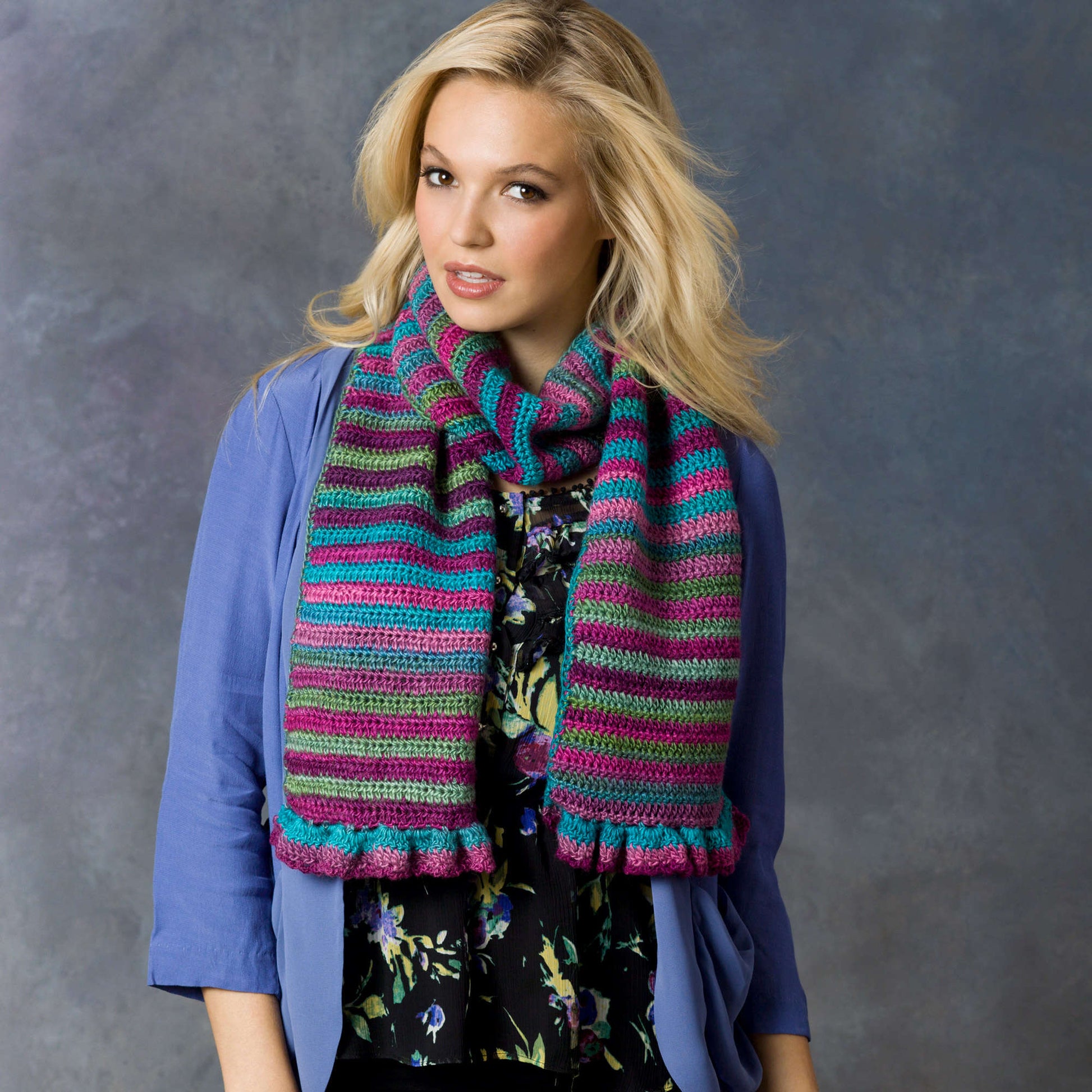 Free Red Heart Striped Shades Scarf Crochet Pattern