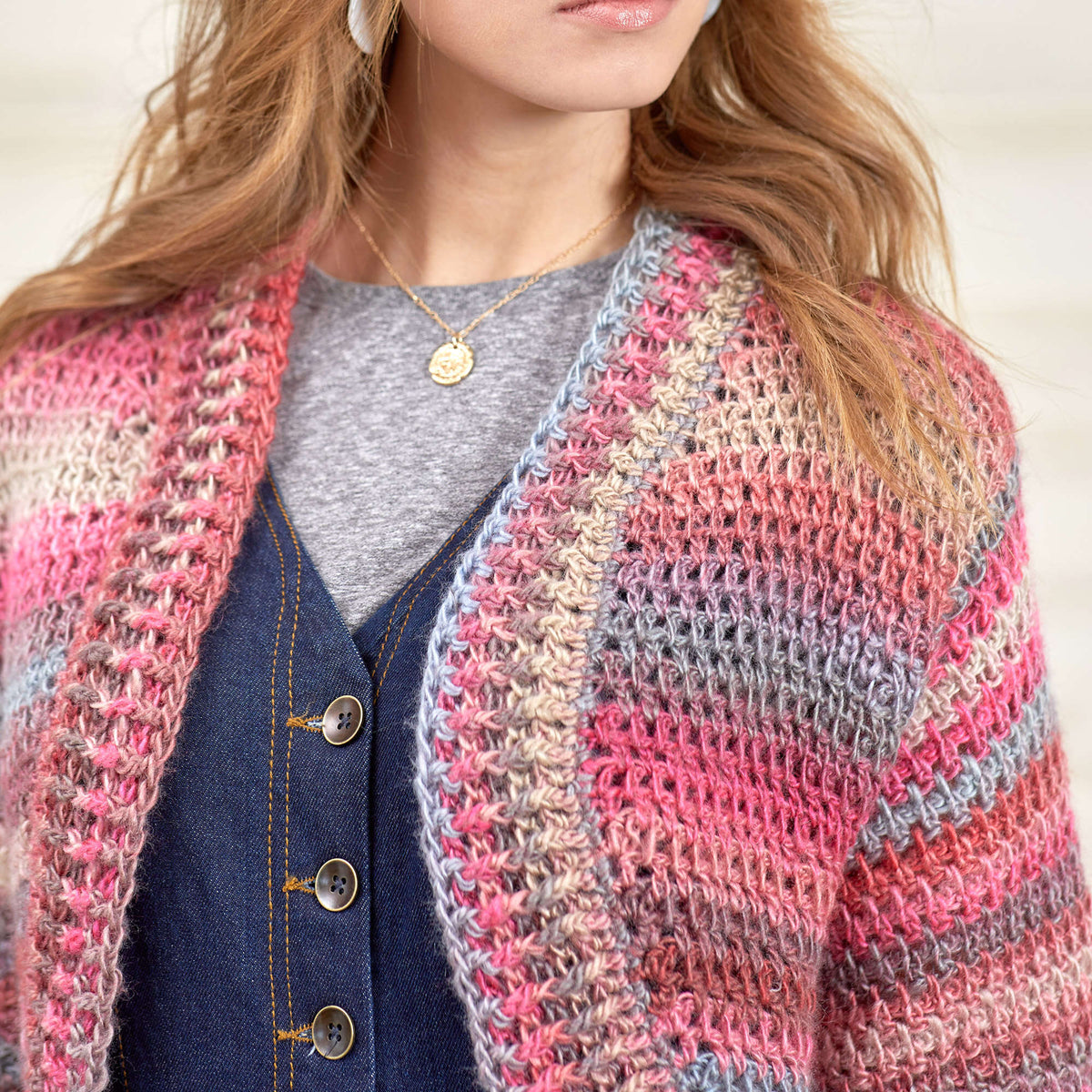 Crochet Shrug made in Red Heart Unforgettable Yarn