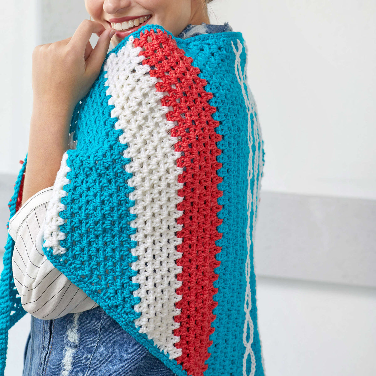 Crochet Shawl made in Red Heart Chic Sheep Yarn
