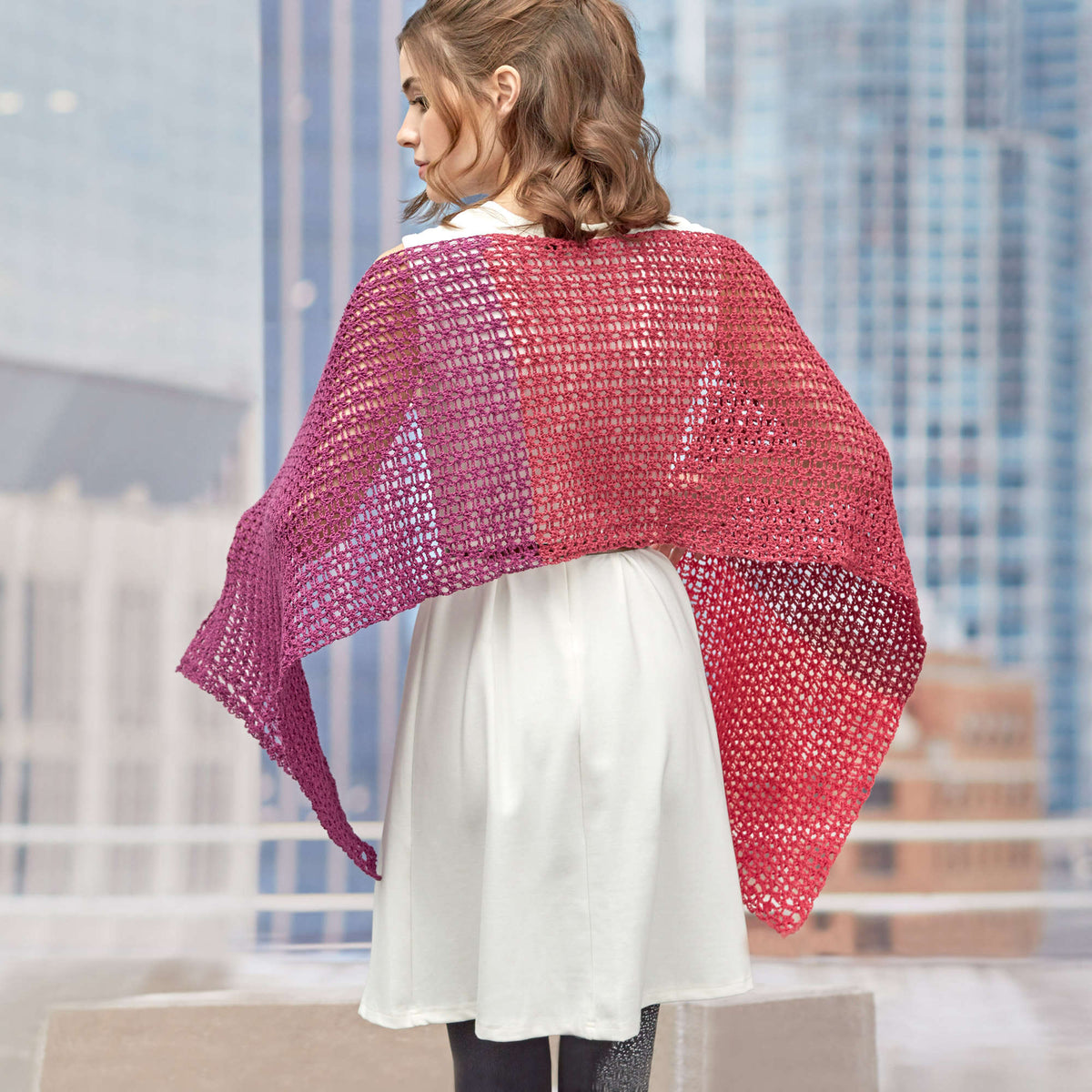 Crochet Shawl made in Red Heart It's a Wrap Yarn