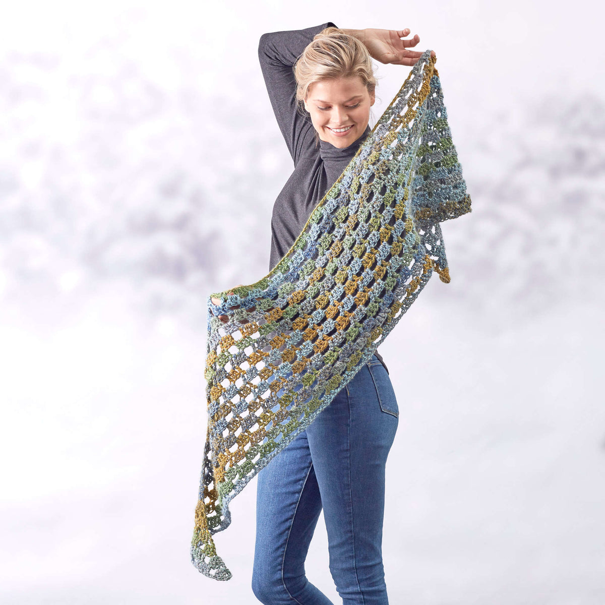 Crochet Shawl made in Red Heart Colorscape Yarn