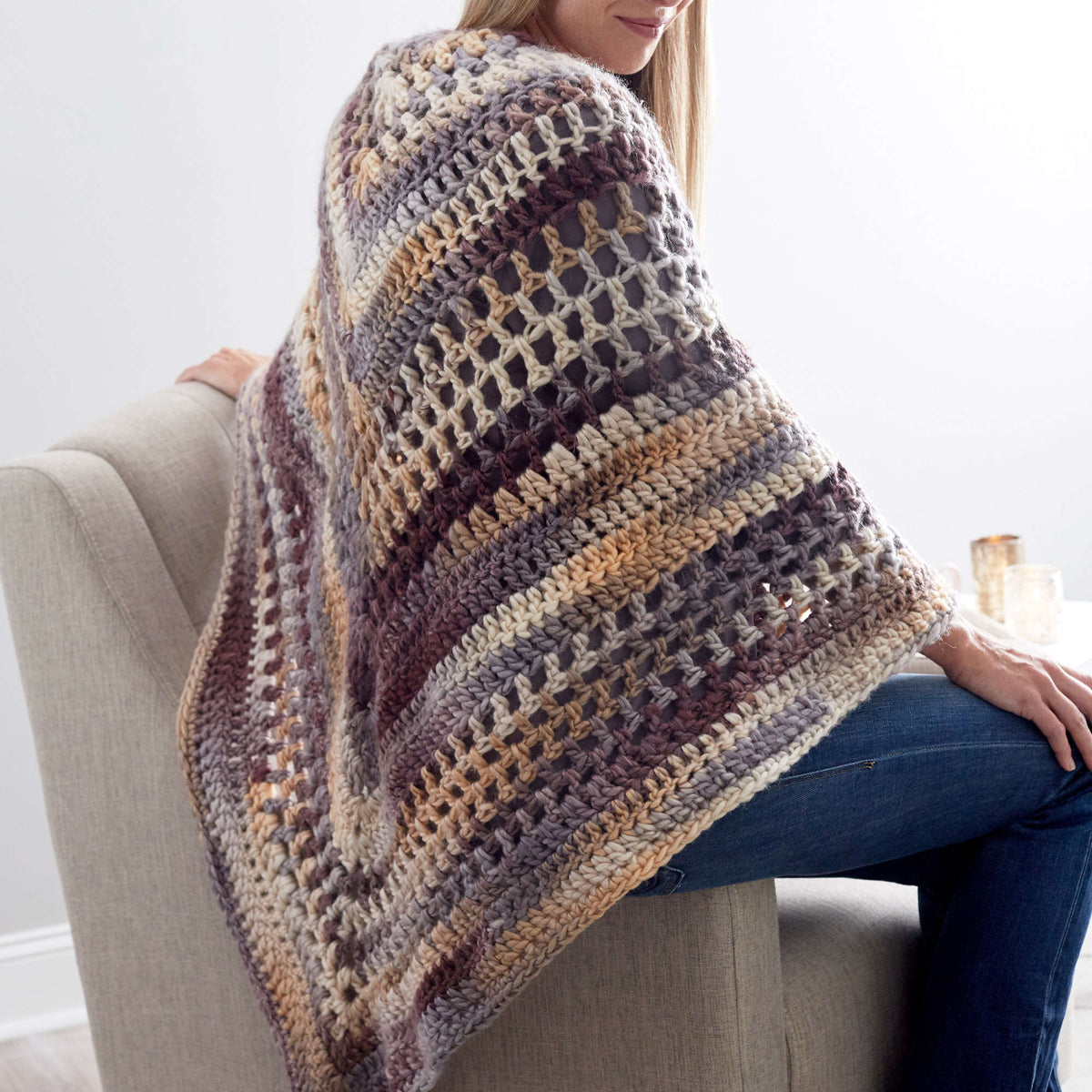 Crochet Shawl made in Red Heart Evermore Yarn